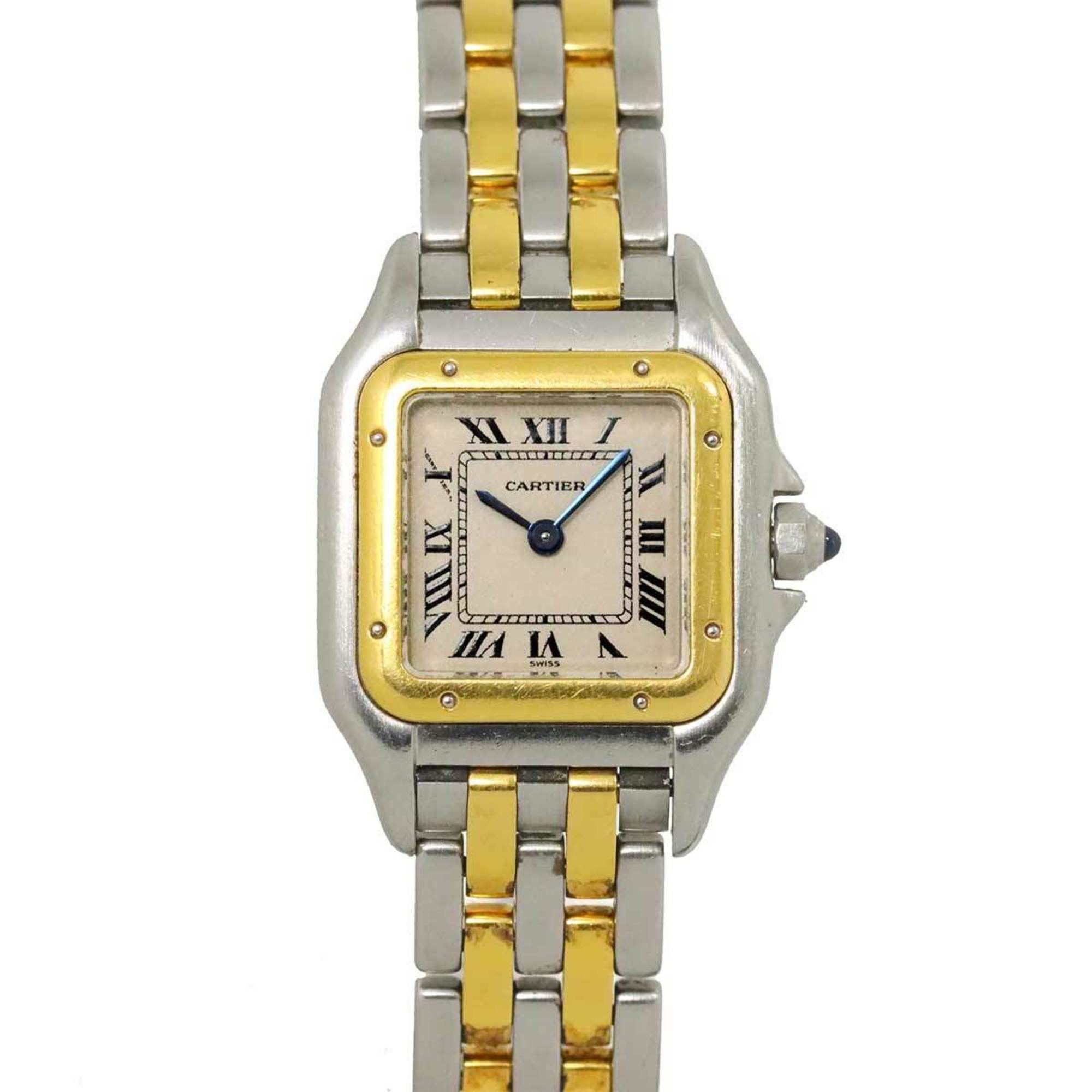 Cartier Panthere Sm 2 Row W25029B6 Combi Women's Watch Ivory K18Yg Yellow Gold Quartz in Beige