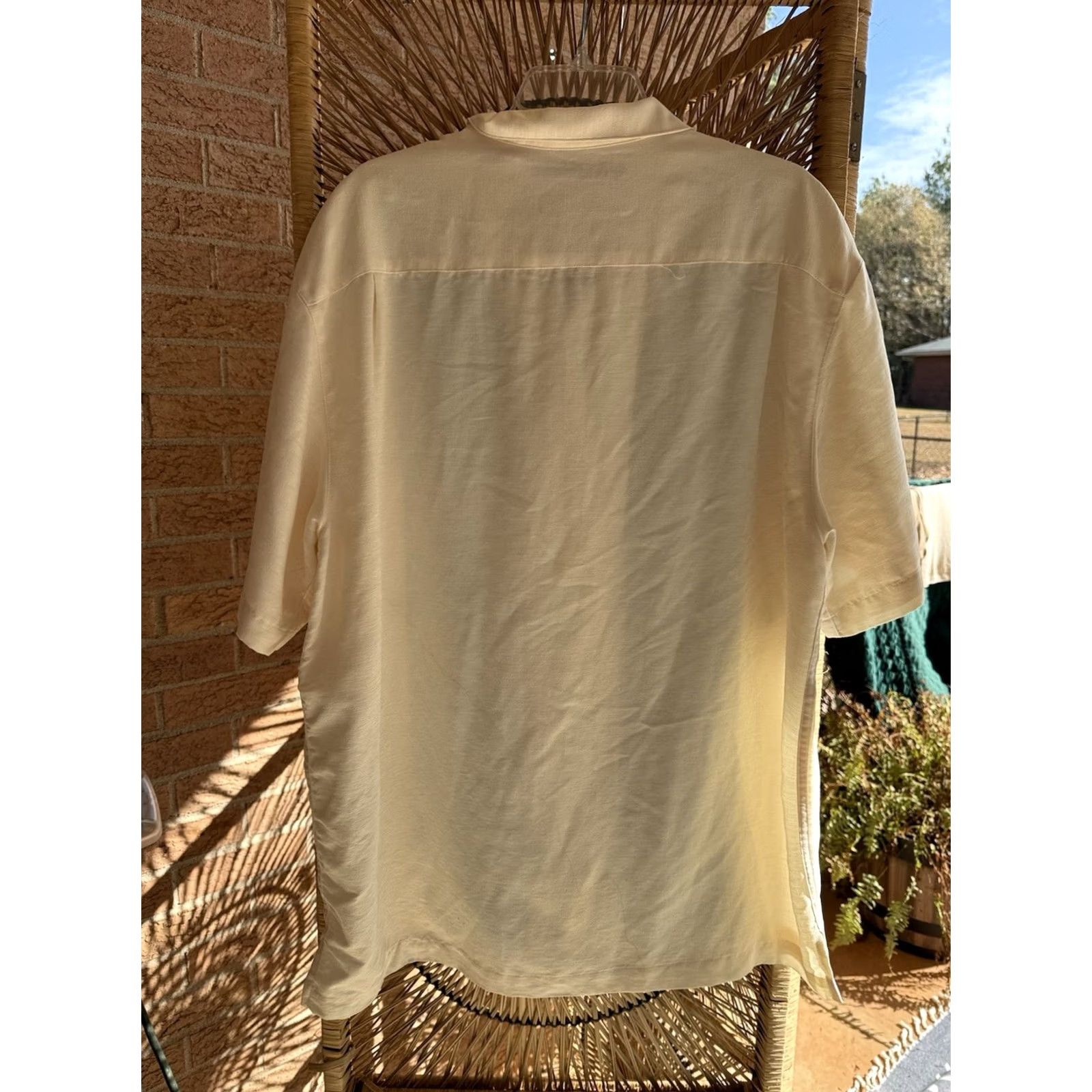 Vintage Caribbean Shirt Mens XL Ivory Hawaiian Button-Up Short Sleeve Casual Solid Size US XL / EU 56 / 4 - 7 Thumbnail