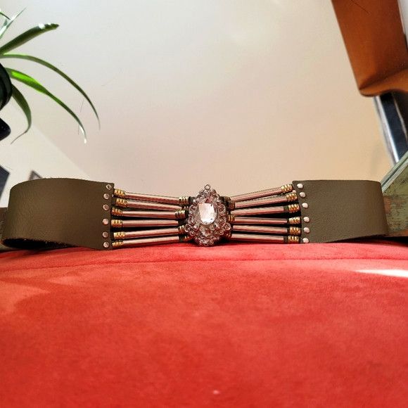 Vintage Vintage creations Alrez jewelry leather belt- Lg Size ONE SIZE - 1 Thumbnail