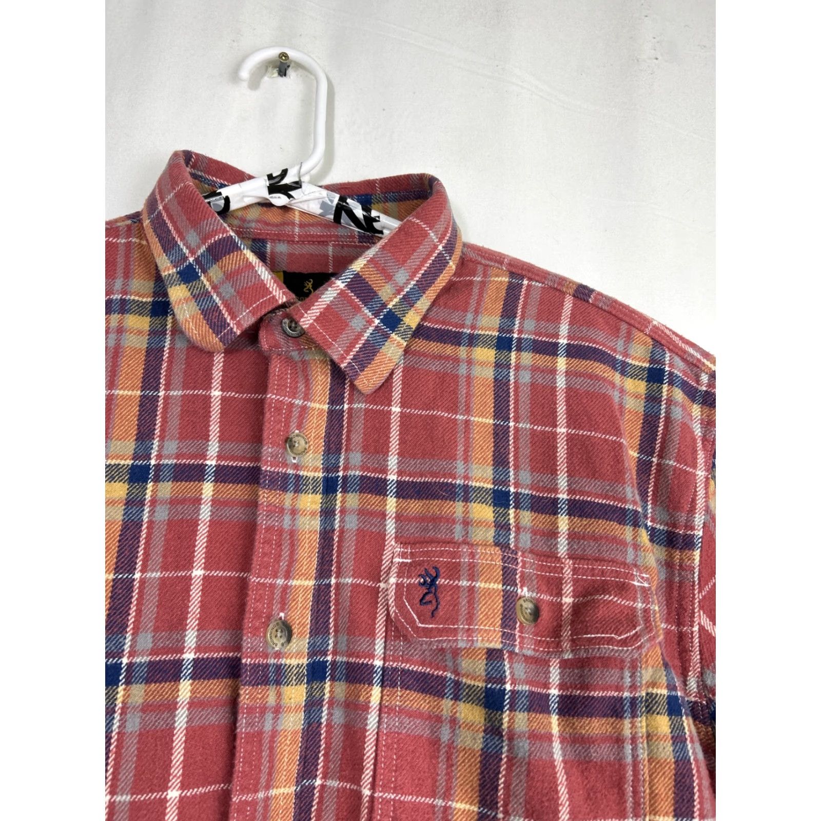 Vintage Browning Button-Up Plaid Flannel Shirt Womens 2XL Pink Blue Casual Size XXL / US 16-18 / IT 52-54 - 5 Thumbnail