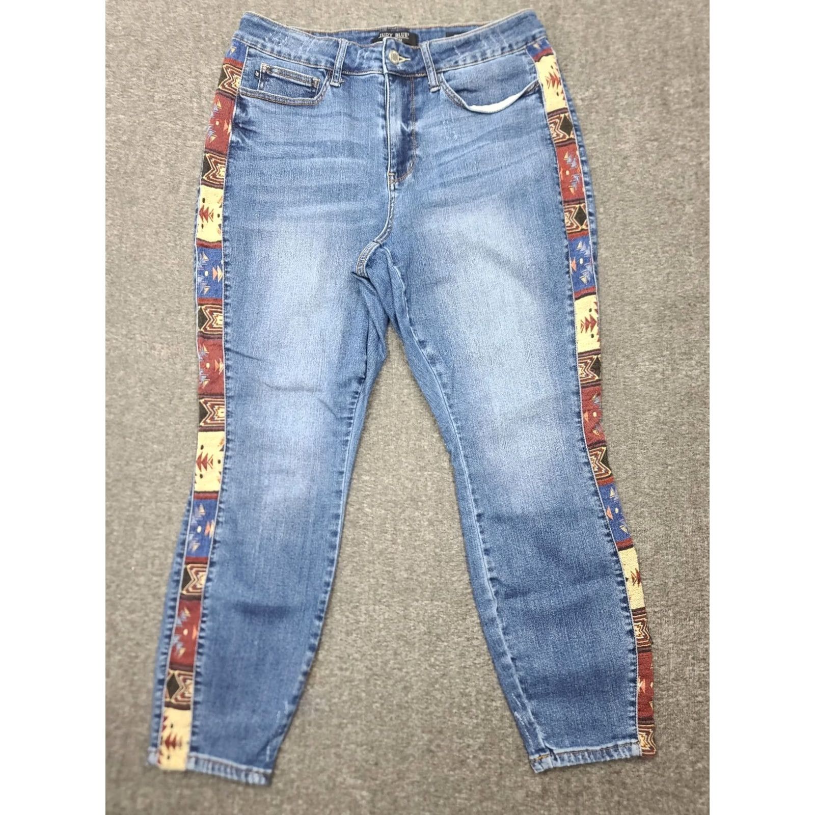 Vintage Judy Blue Jeans 16W Womens Relaxed Fit Aztec Southwestern Print Trim High Rise Jeans Size 38" / US 16 / IT 52 - 2 Thumbnail
