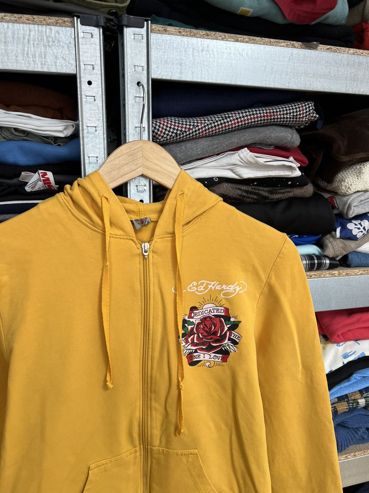 Ed Hardy Ed Hardy Y2K Style Full Zip Big Logo Hoodie Yellow Size XL Size XL / US 12-14 / IT 48-50 - 4 Thumbnail