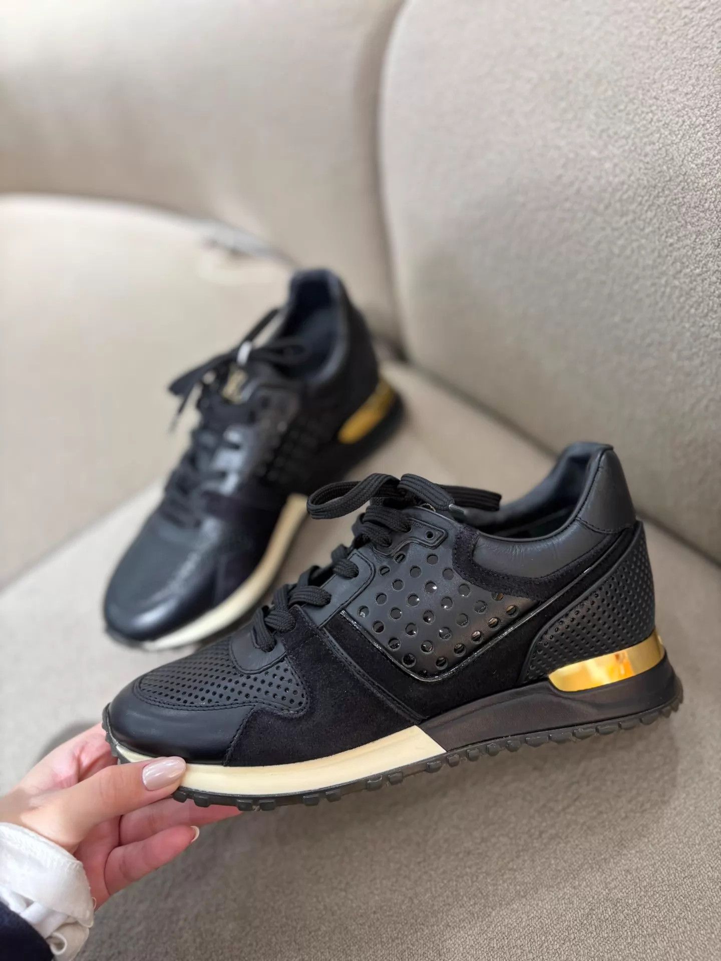 Louis Vuitton LV Classic Platform Dad Sneaker Black Gold 99 New 36.5 Size US 6 / IT 36 - 2 Thumbnail