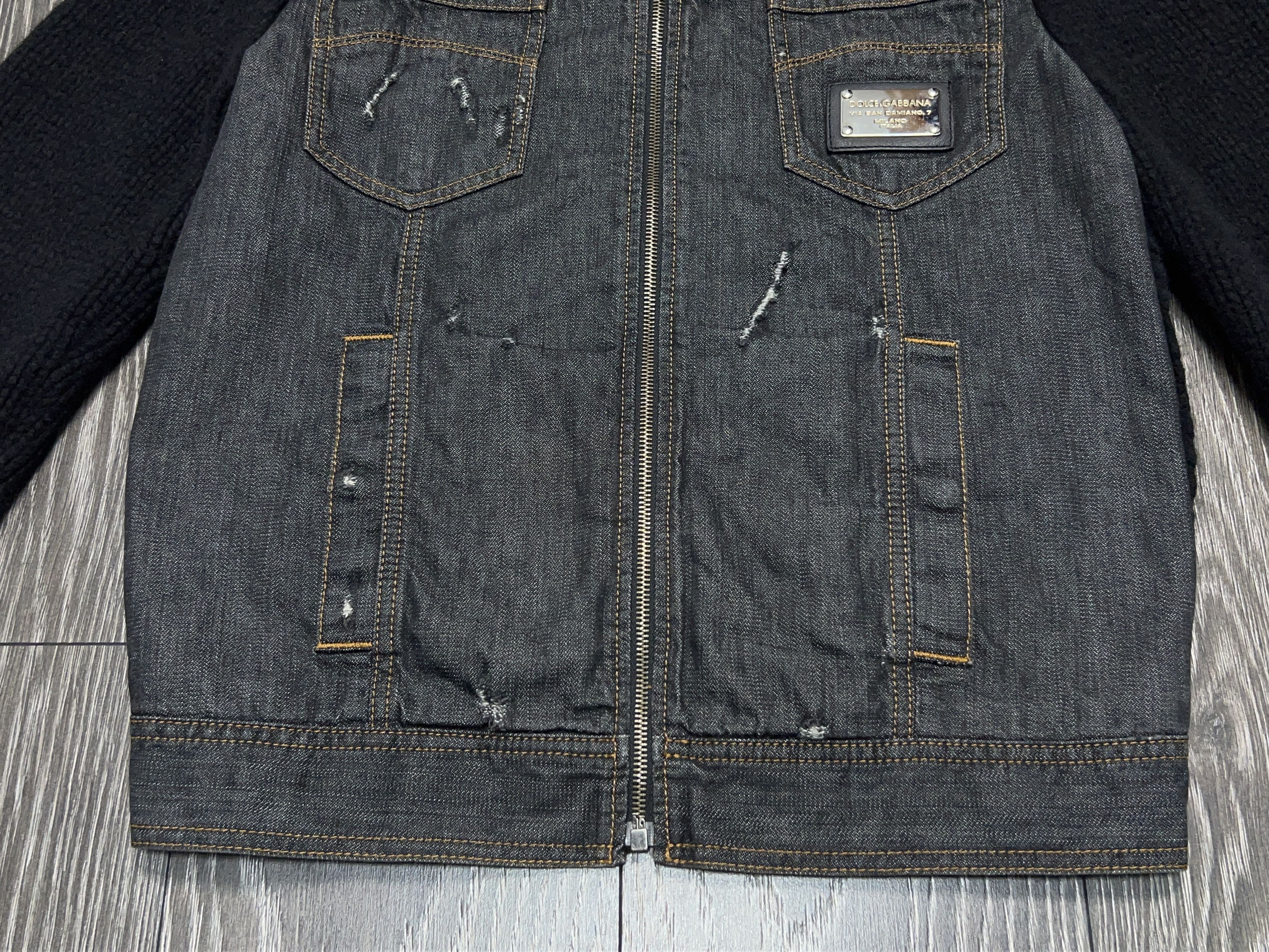Dolce & Gabbana Mens Distressed Wool Denim Hybrid Jacket Bomber Size US L / EU 52-54 / 3 - 2 Thumbnail