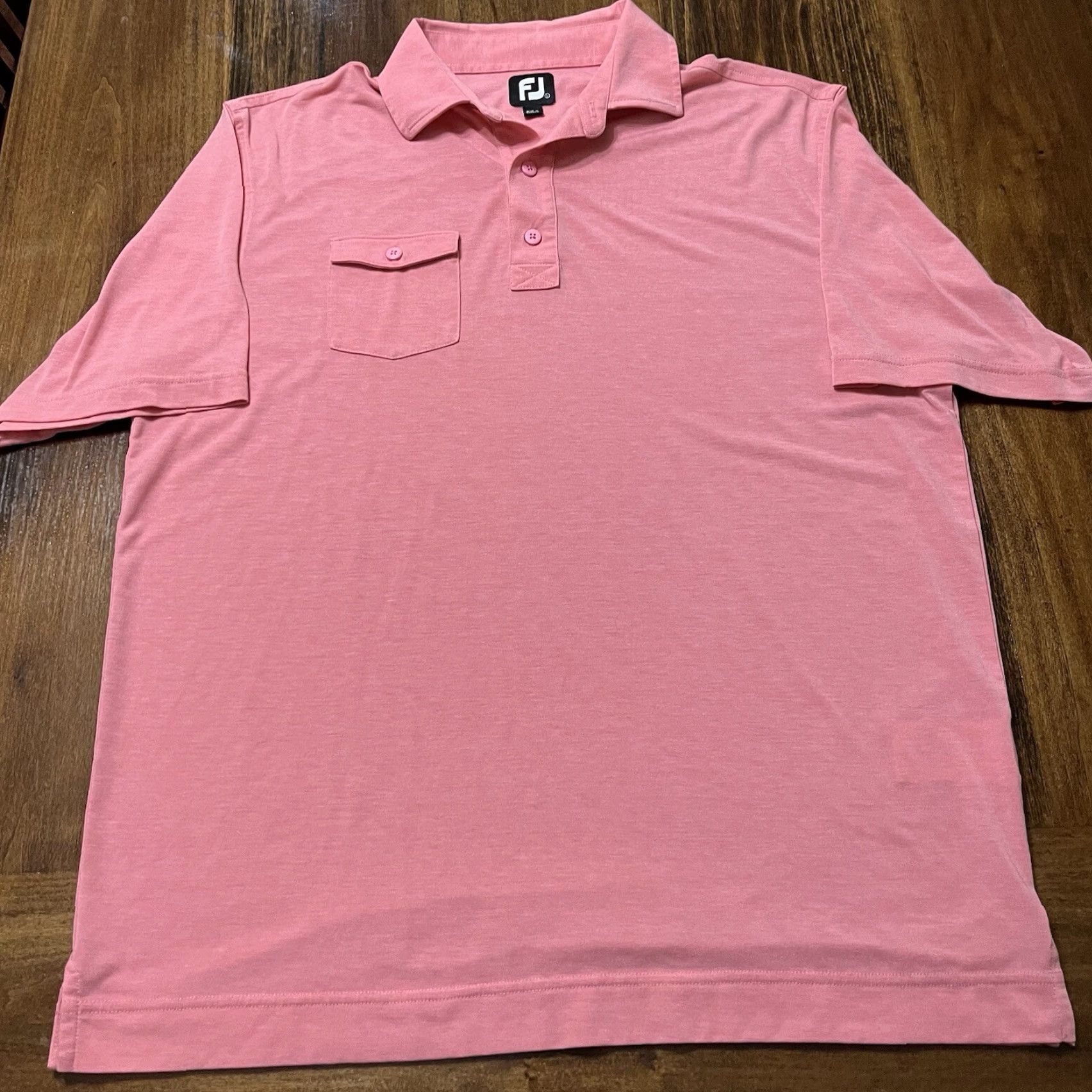 Footjoy Footjoy Polo Shirt Mens Large Pink Salmon Pocket Performance Stretch Short Sleeve Collared Golf Breathable All Seasons Logo Size US L / EU 52-54 / 3 - 2 Thumbnail