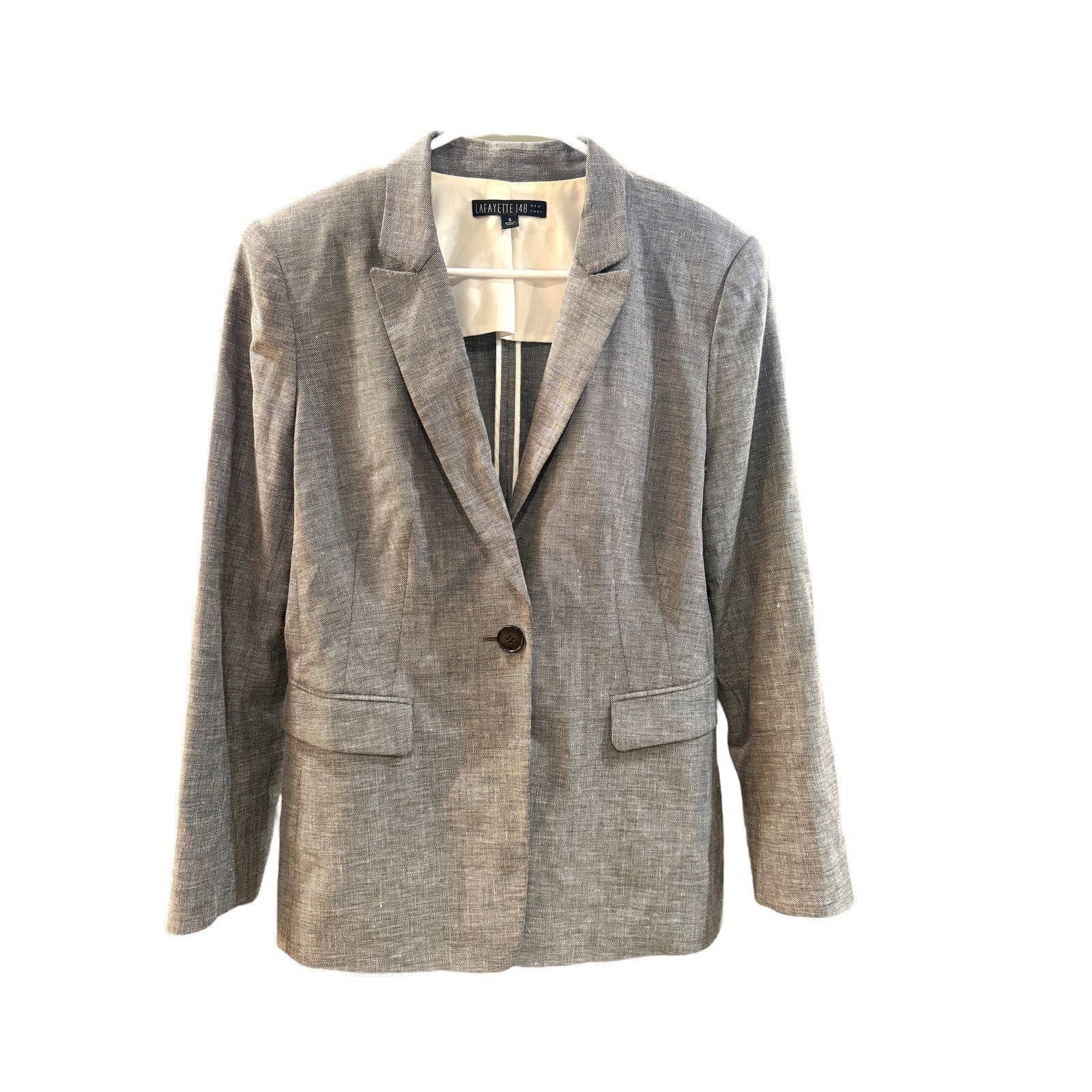 Lafayette 148 Lafayette 148 Gray Textured Wool Blazer Tailored 6 Size M / US 6-8 / IT 42-44 - 1 Thumbnail
