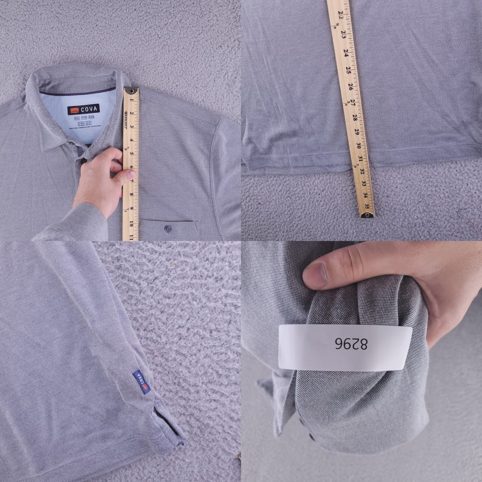 Vintage Cova Polo Men Gray Short Sleeve Modal Poly 2XL XXL Shirt Mens Polo Gray Short Sleeve Modal Poly Size US XXL / EU 58 / 5 - 8 Thumbnail