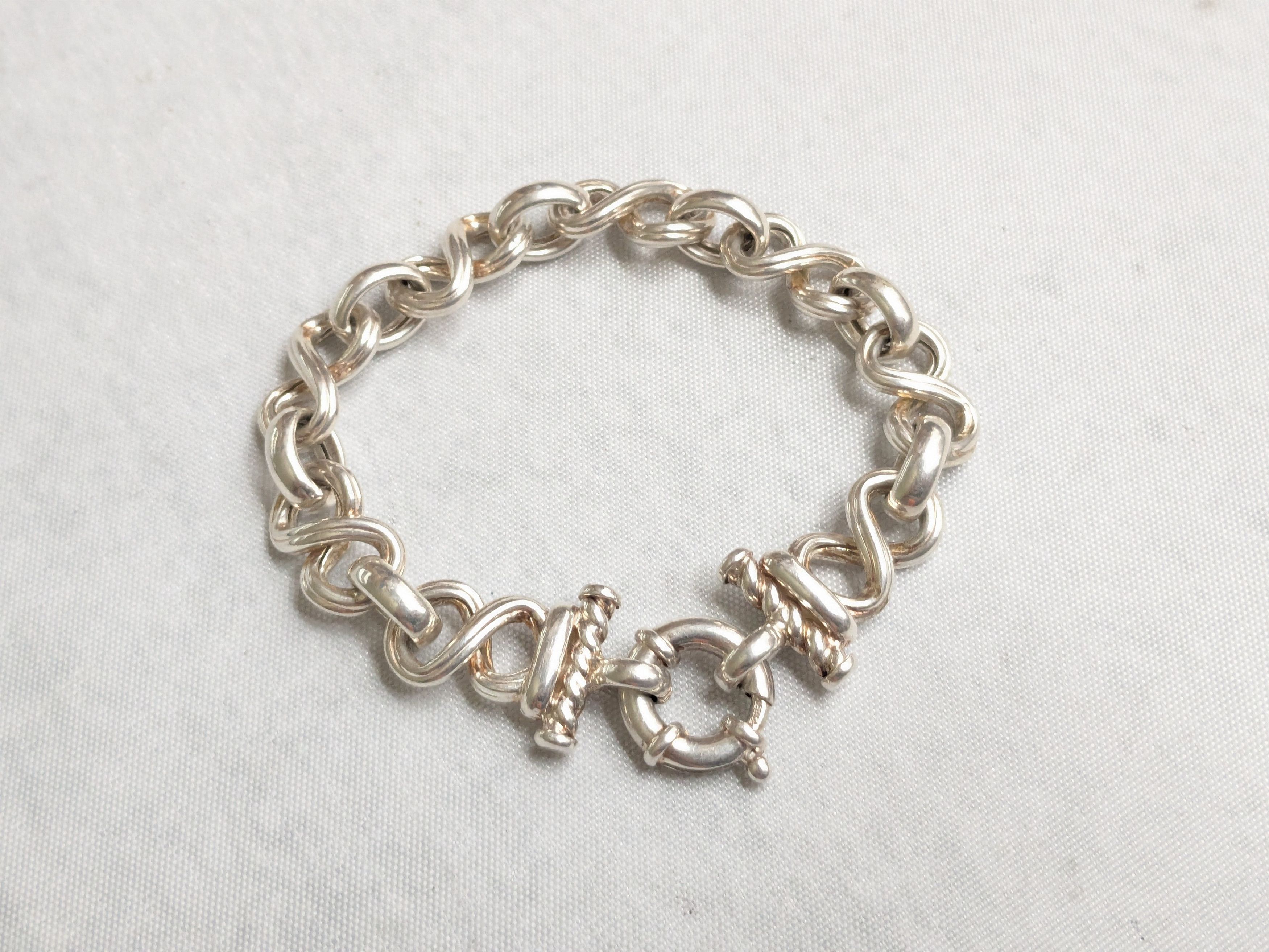 Jewelry Sterling Silver Bracelet Bow tie Infinity 7" Italy Size ONE SIZE - 2 Thumbnail