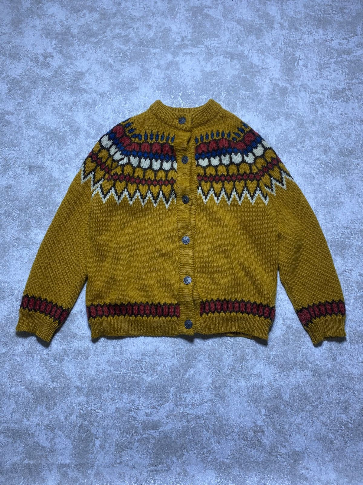 Dale Of Norway Dale of Norway Vintage Mustard Fair Isle Wool Cardigan Size US S / EU 44-46 / 1 - 1 Thumbnail