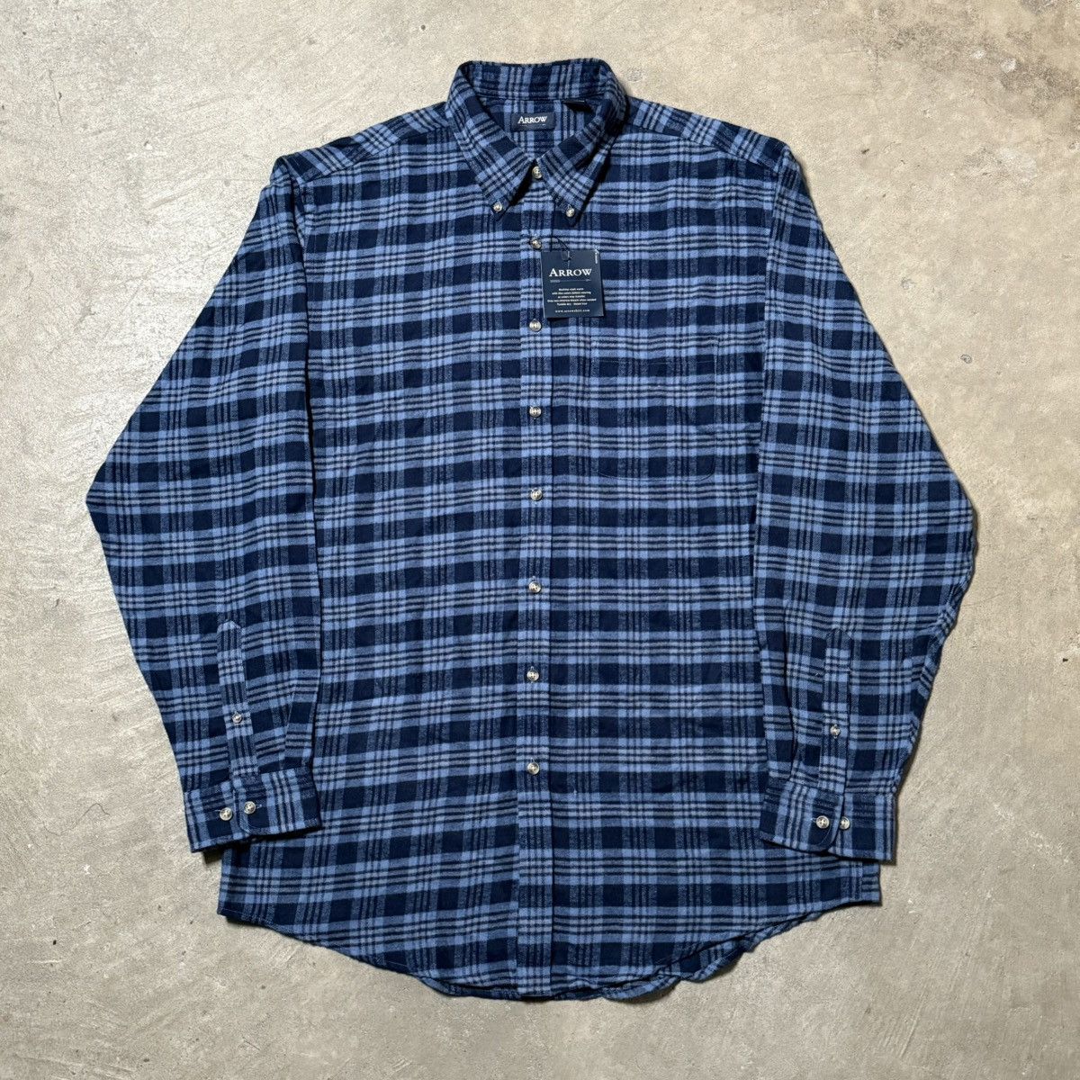 Arrow NWT Arrow Men’s Flannel Shirt LT Large Tall Blue Plaid Size US L / EU 52-54 / 3 - 2 Thumbnail