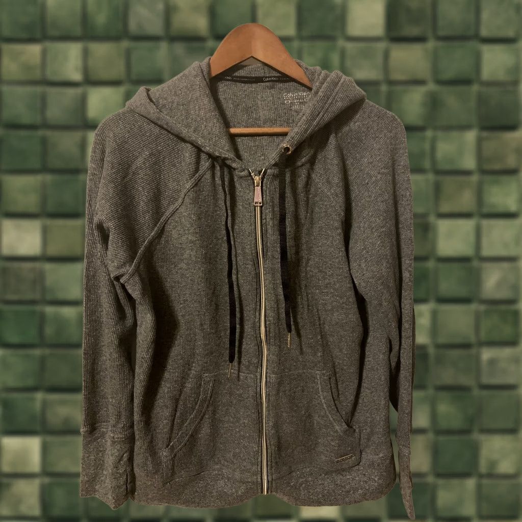 Calvin Klein Calvin Klein Gray Knit Hooded Full Zip Jacket Womens 1X Plus Long Sleeve CK Performance Activewear Hoodie Coat Size XL / US 12-14 / IT 48-50 - 1 Thumbnail