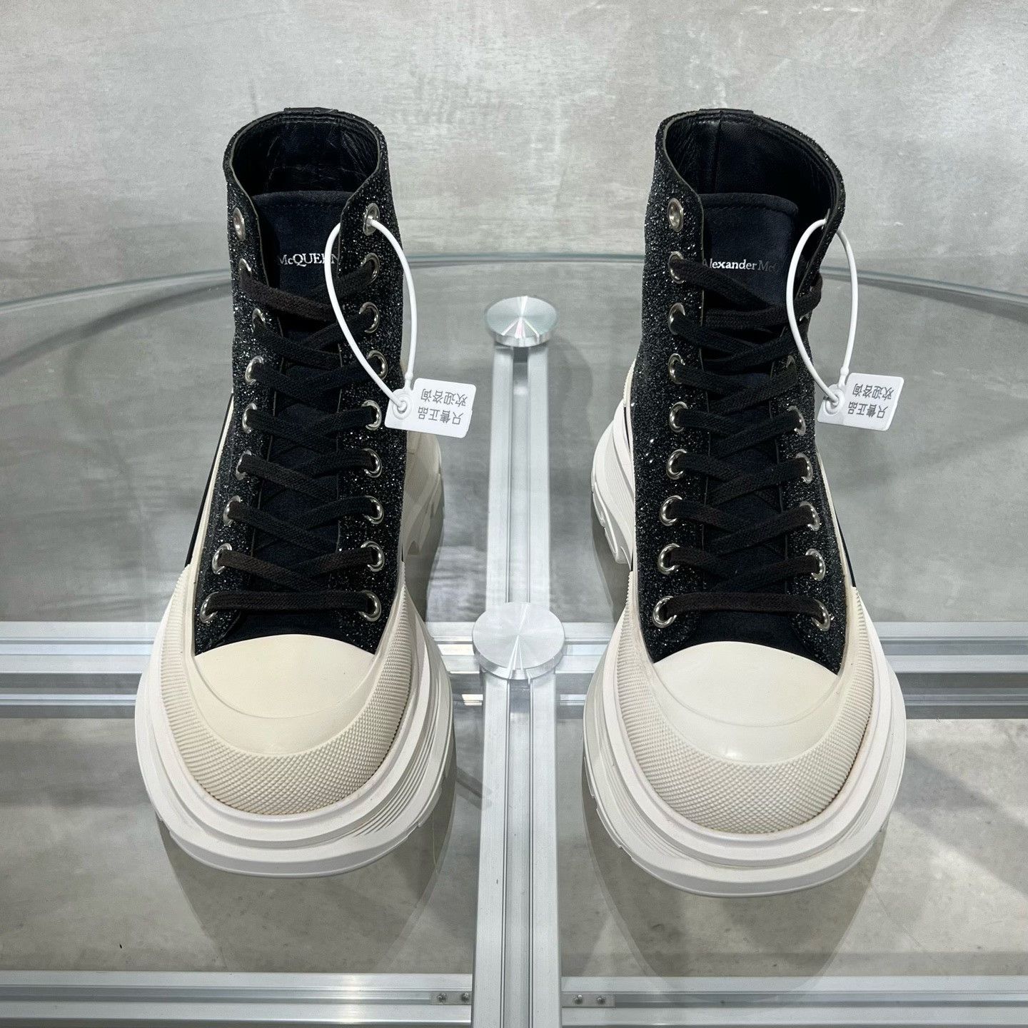Alexander McQueen ALEXANDER MCQUEEN Shimmering Black and White Martin Boots| Size US 5.5 / IT 35.5 - 2 Thumbnail