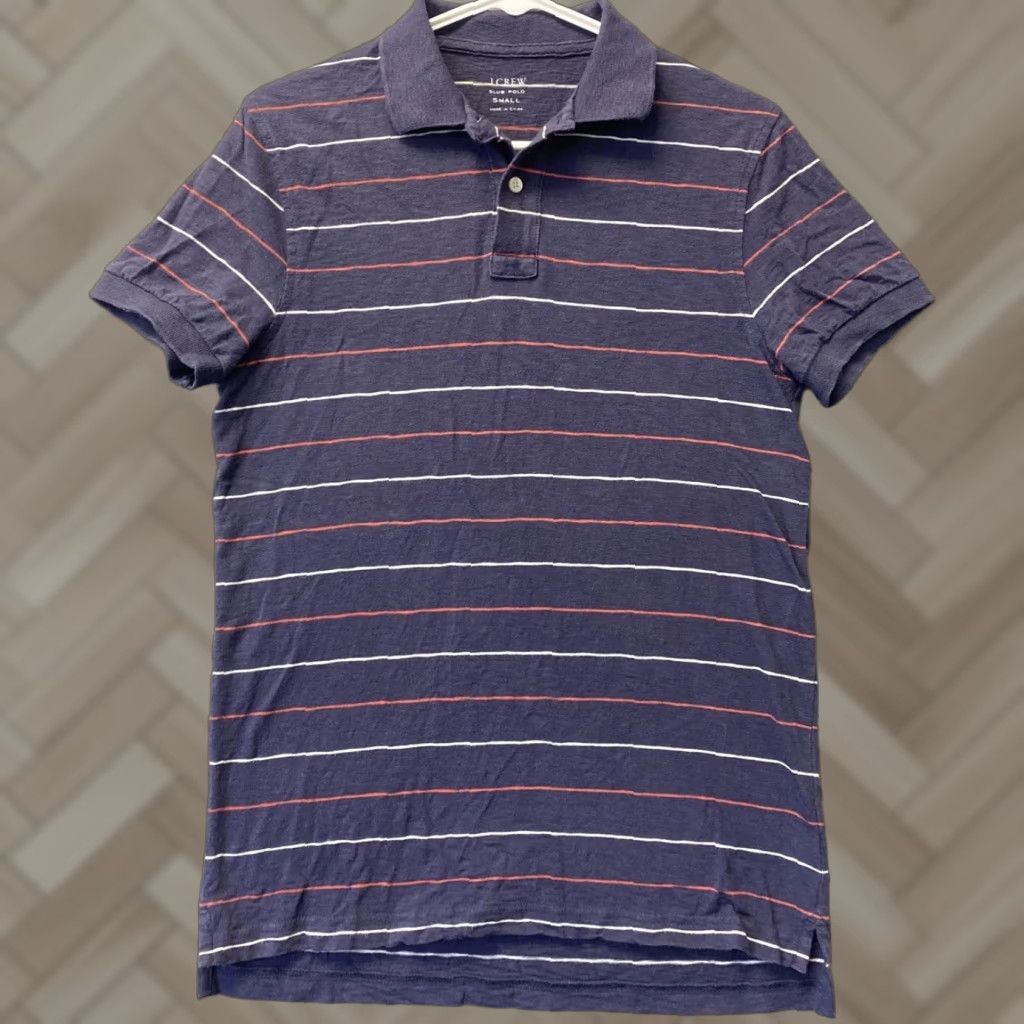 Vintage J Crew Polo Shirt Mens S Blue Striped Short Sleeve Collared Golf Regular Fit Size US S / EU 44-46 / 1 - 1 Thumbnail