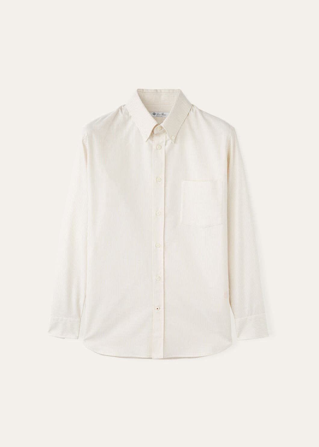 Loro Piana o1w1db10725 FAΟ7556 Elia Cotton Shirt in Off White Size US XL / EU 56 / 4 - 1 Thumbnail
