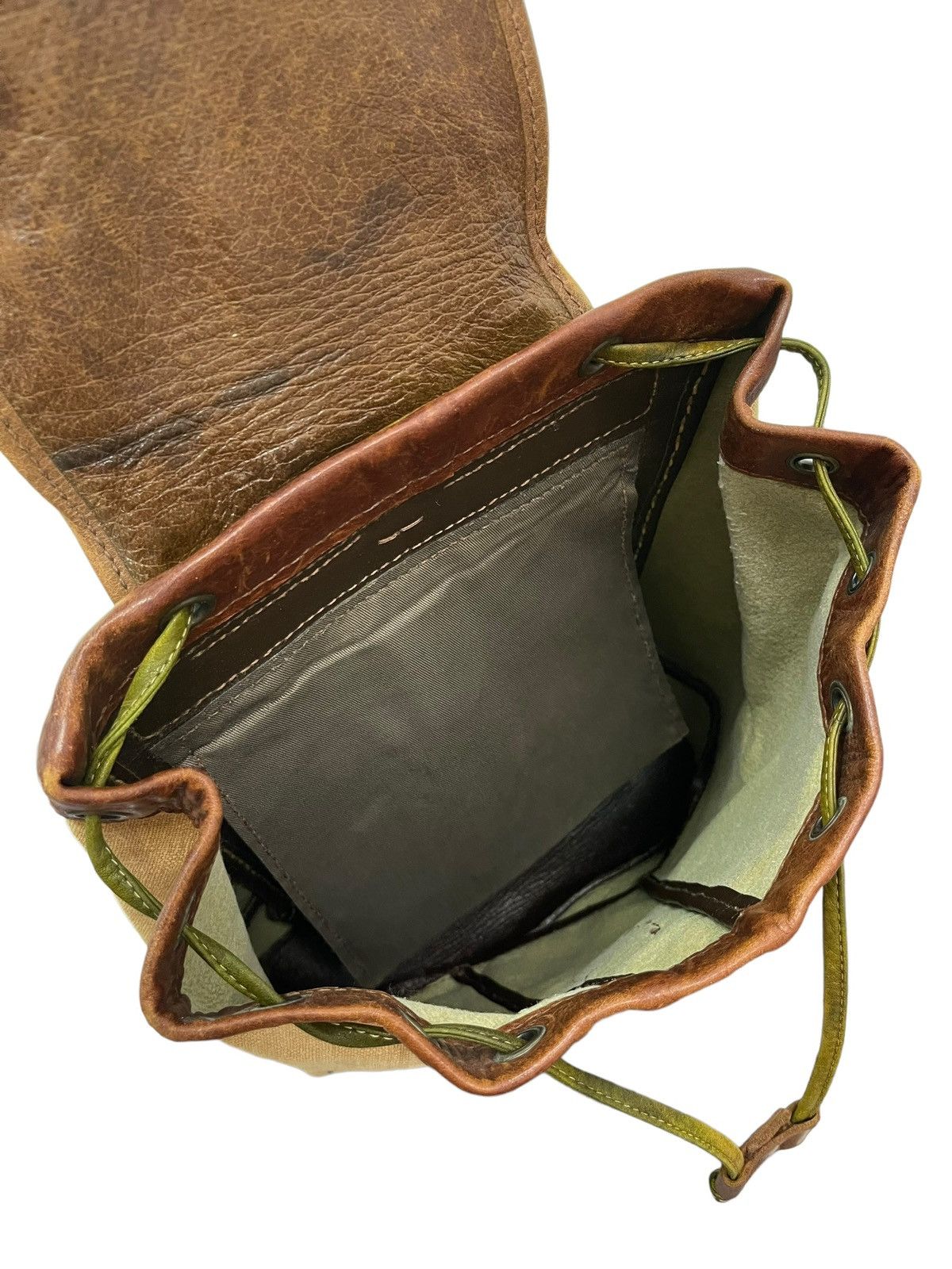 Genuine Leather Leather Linen Backpack Vtg Unknown Japan Bag 2🟩 Size ONE SIZE - 19 Thumbnail