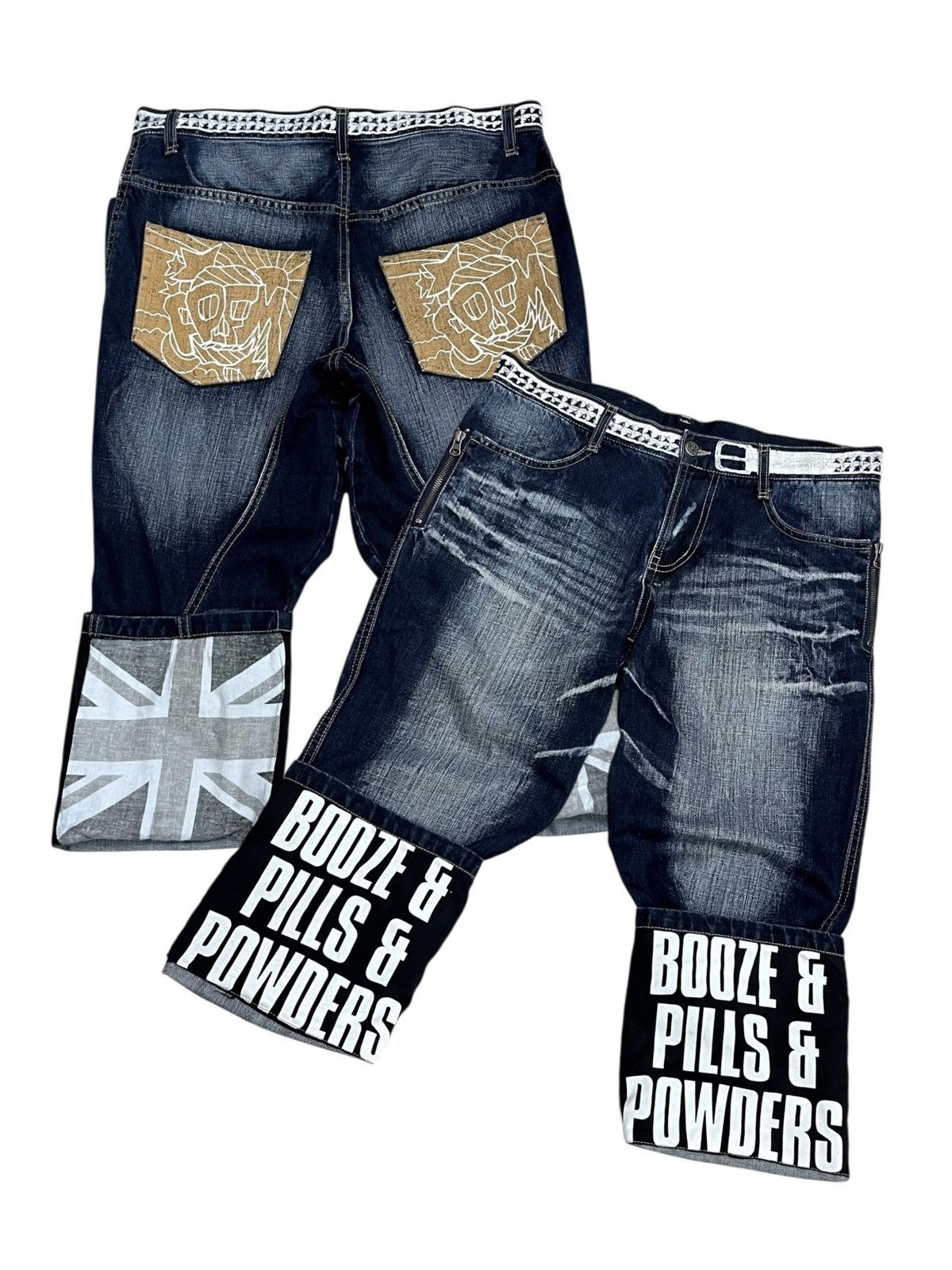PPFM 🔥PPFM Booze Pills Powders Cropped Denim Archive Grail Size US 31 - 1 Thumbnail