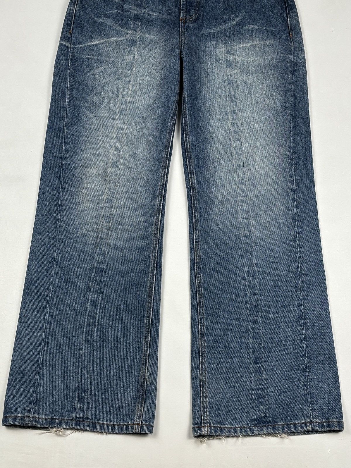 Y/Project Distressed Blue Wash Baggy Fit Denim Jeans Size US 32 / EU 48 - 3 Thumbnail