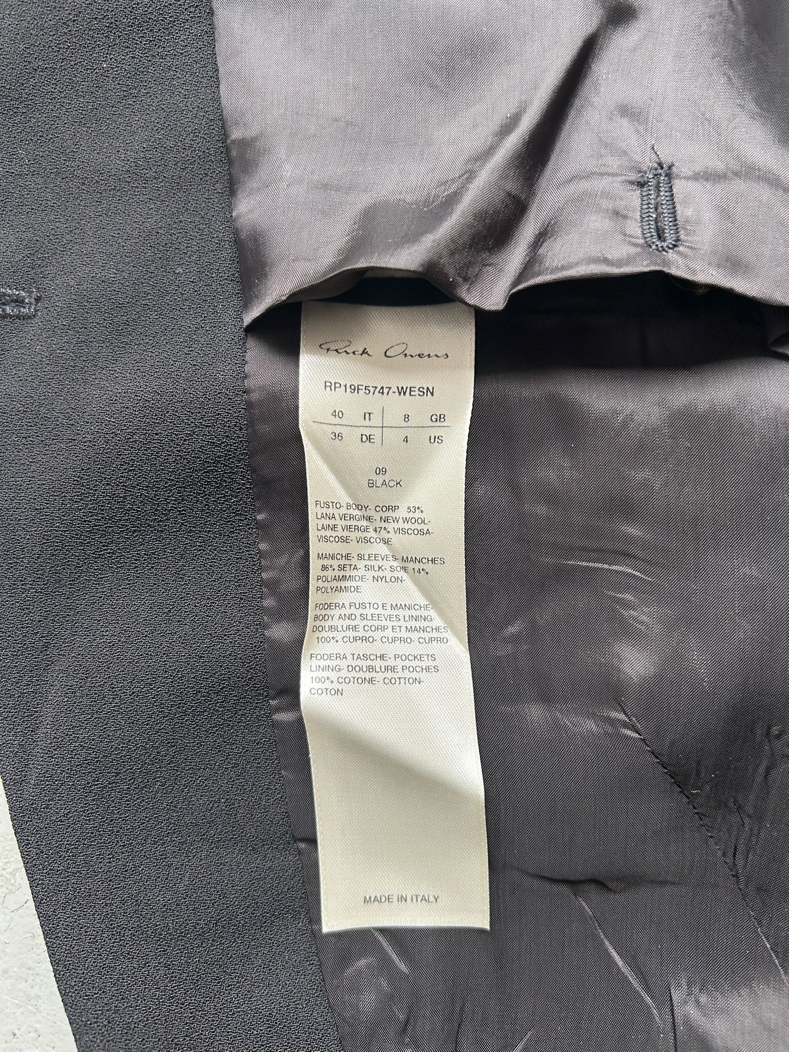 Rick Owens Rick Owens FW19 LARRY Black Blazer Size US S / EU 44-46 / 1 - 5 Thumbnail