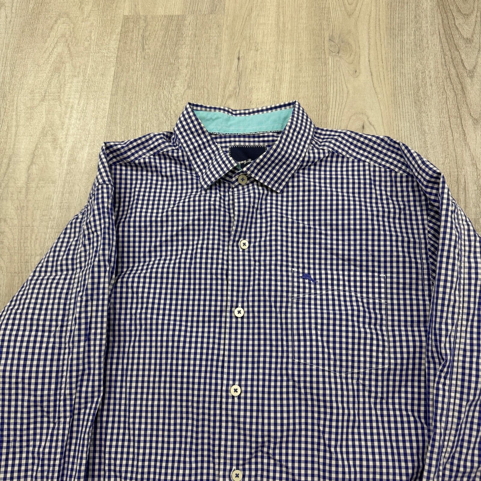 Tommy Bahama Tommy Bahama Button Shirt Men's Large Purple White Gingham Size US L / EU 52-54 / 3 - 2 Thumbnail