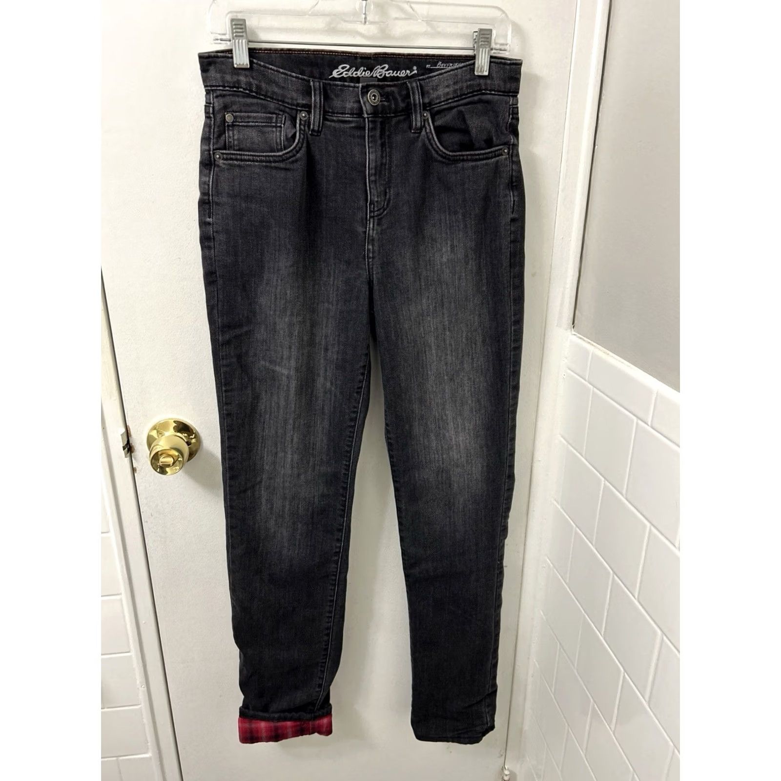 Eddie Bauer VINTAGE Eddie Bauer Flannel Lined Boyfriend Jeans Womens 2 Black Relaxed Denim Size 26" / US 2 / IT 38 - 2 Thumbnail