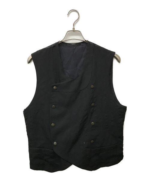 image of Yohji Yamamoto Pour Homme 90's Wool Gabardine Gilet in Black, Men's (Size Medium)
