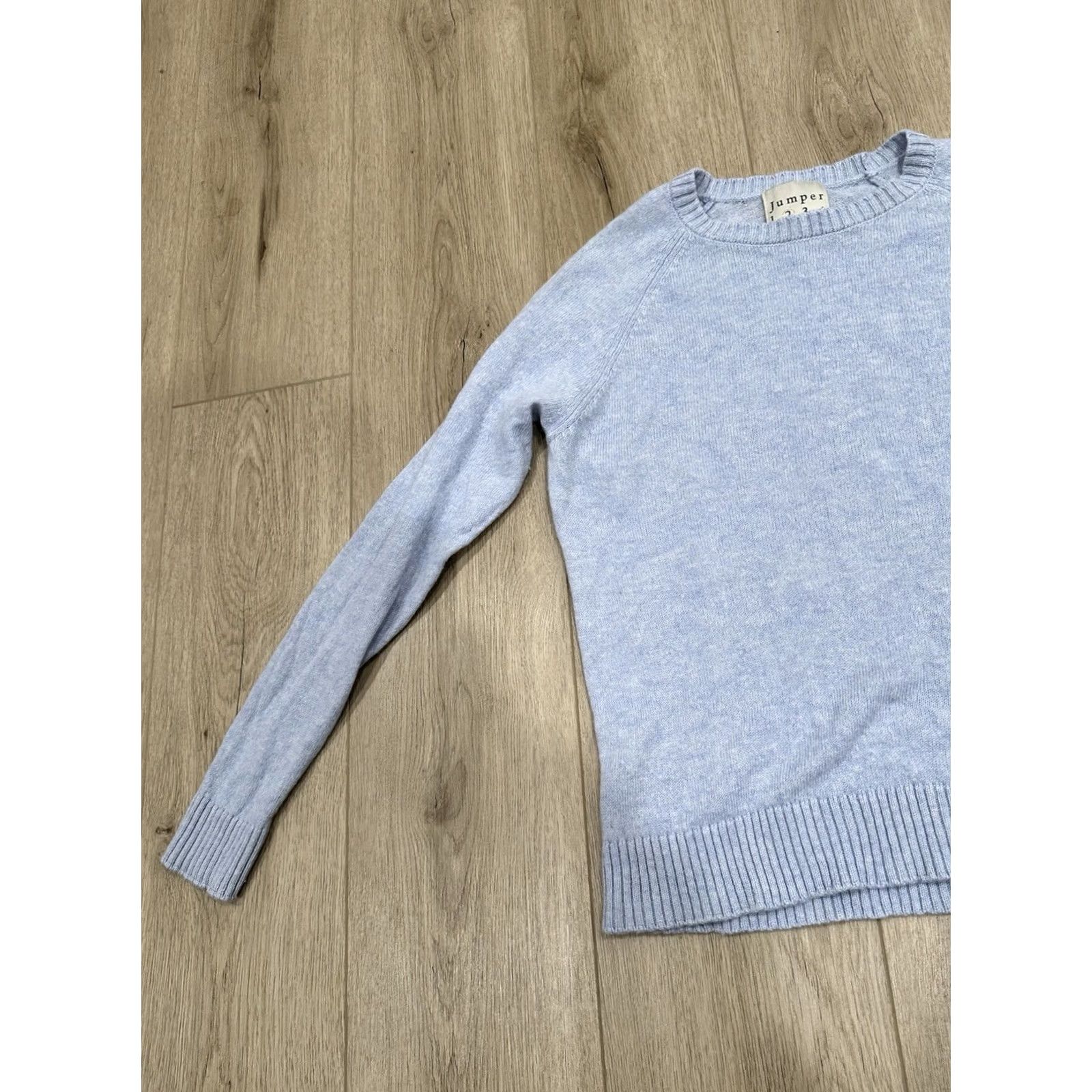 Vintage Jumper 1234 Blue Cashmere Sweater Sz 2 Ladies Pullover Knit Crew Neck Raglan Long Sleeve Size XS / US 0-2 / IT 36-38 - 4 Thumbnail