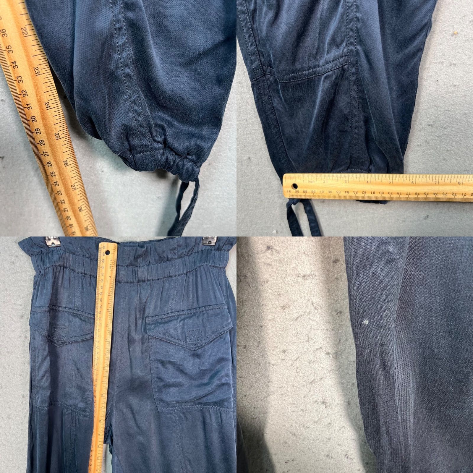 Ganni Ganni Womens Pants 34 Blue Cargo Elastic Waistband Drawstring Cuffs Tapered Inseam 27" Cupro Viscose Clothes Shopwear Regular Womens Size 24" / US 00 / IT 34 - 8 Thumbnail