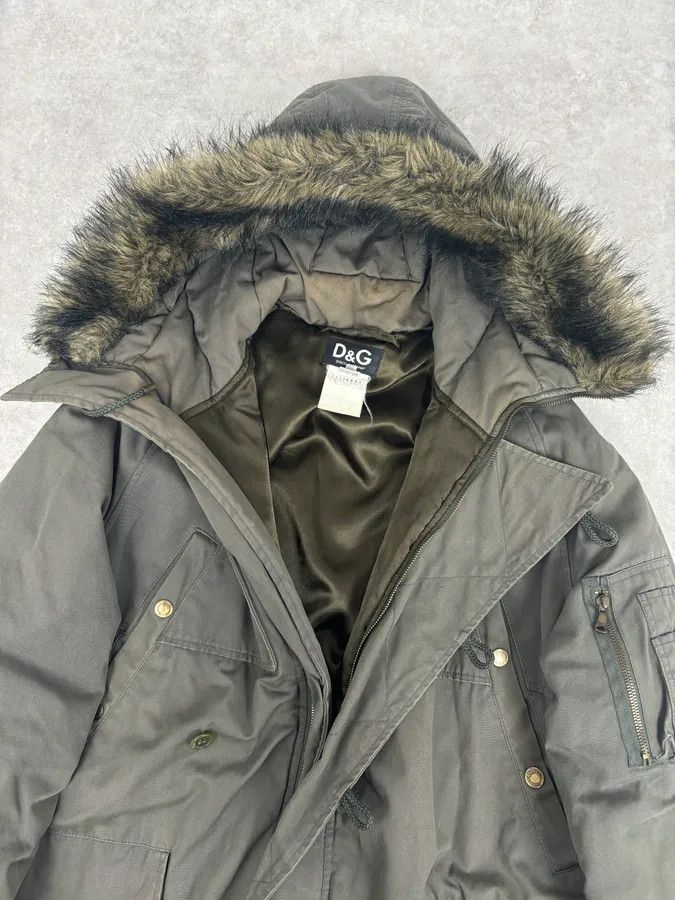 Dolce & Gabbana AW2003 Dolce & Gabbana Khaki Fur-Trimmed Military Parka Coat Size US L / EU 52-54 / 3 - 8 Thumbnail