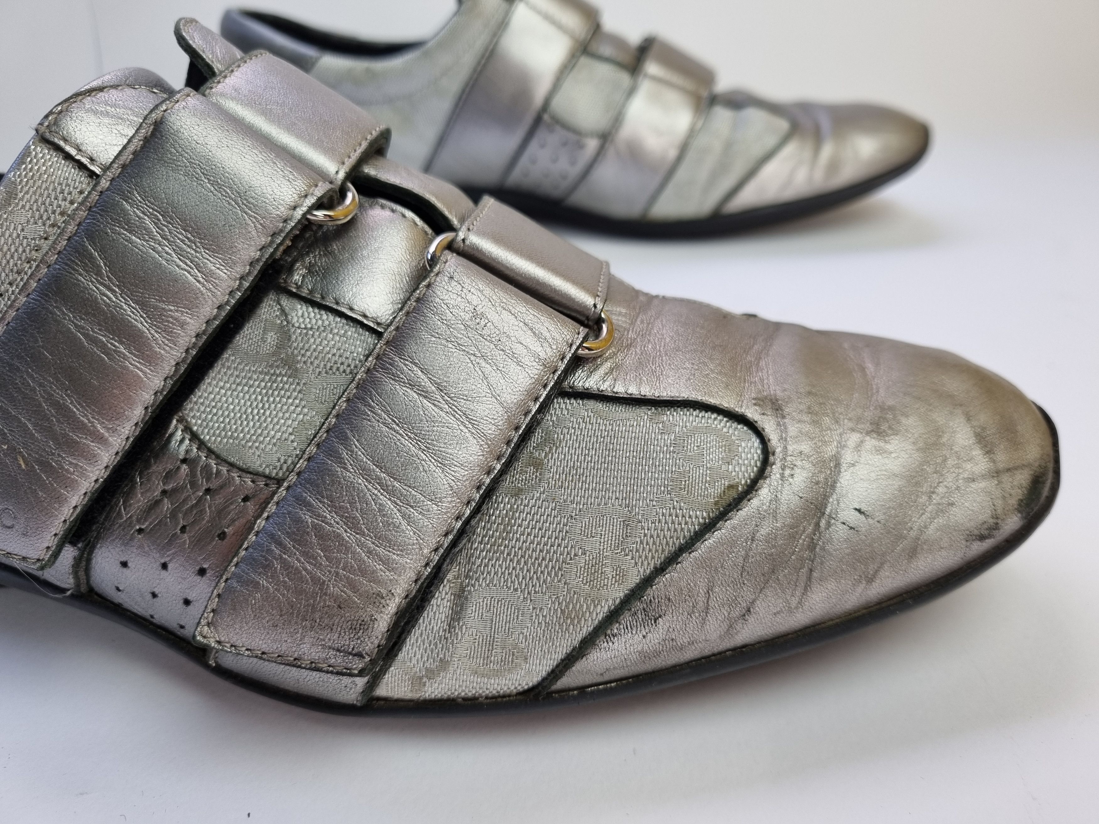 Gucci × Vintage Gucci Monogram Leather Metallic Italian Sneakers 091838 Size US 8 / EU 41 - 5 Thumbnail
