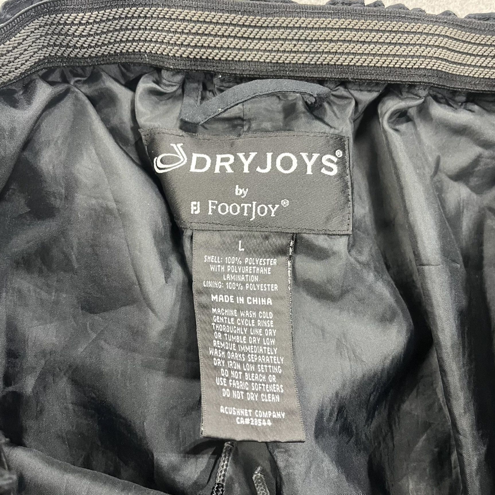 Footjoy FootJoy DryJoys Pants Mens Large Black Waterproof Golf Elastic Waist Lightweight Rain Pants Size US 33 - 6 Thumbnail