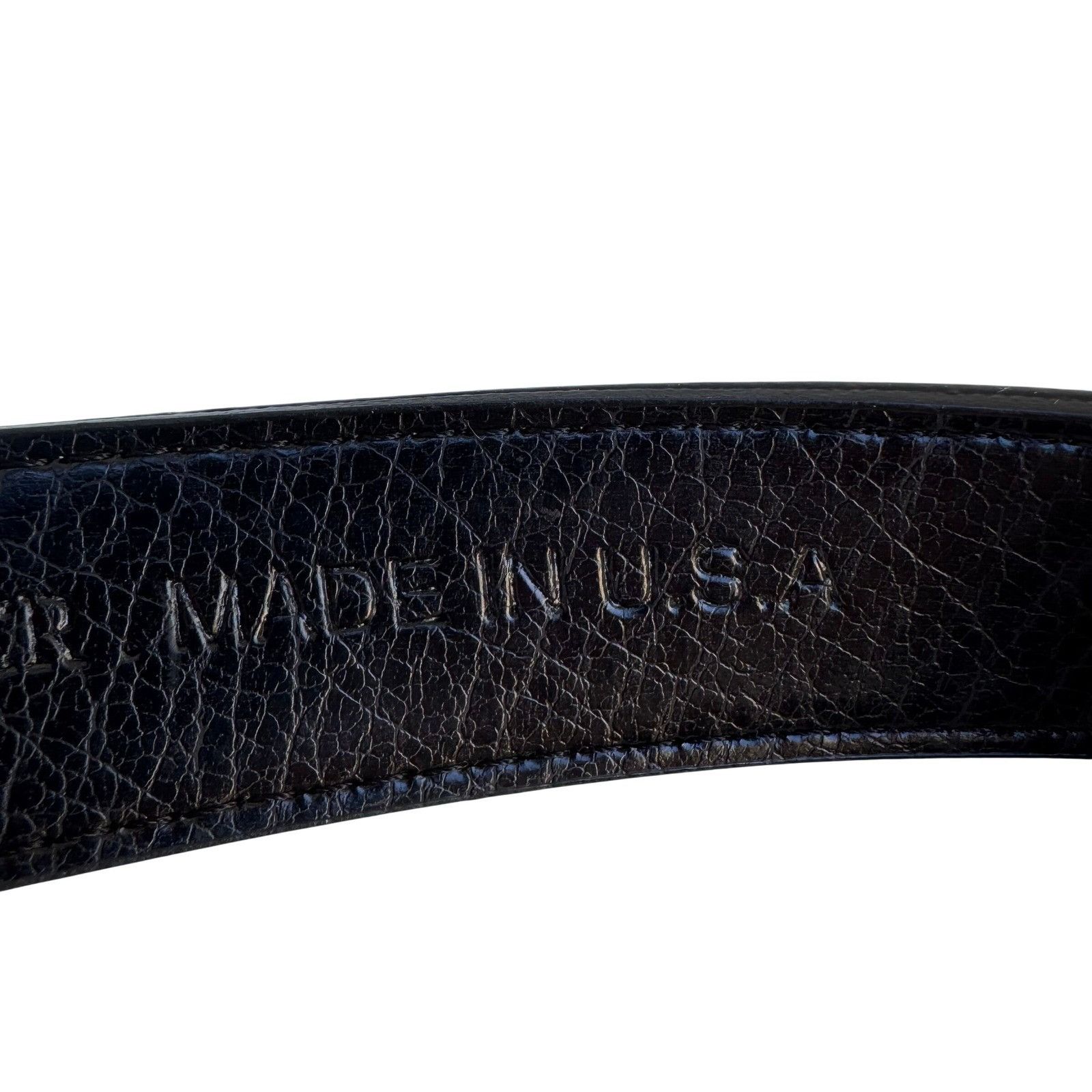 Other Flex Black Genuine Leather Belt Gold Button Lever Buckle Mad Size ONE SIZE - 5 Thumbnail
