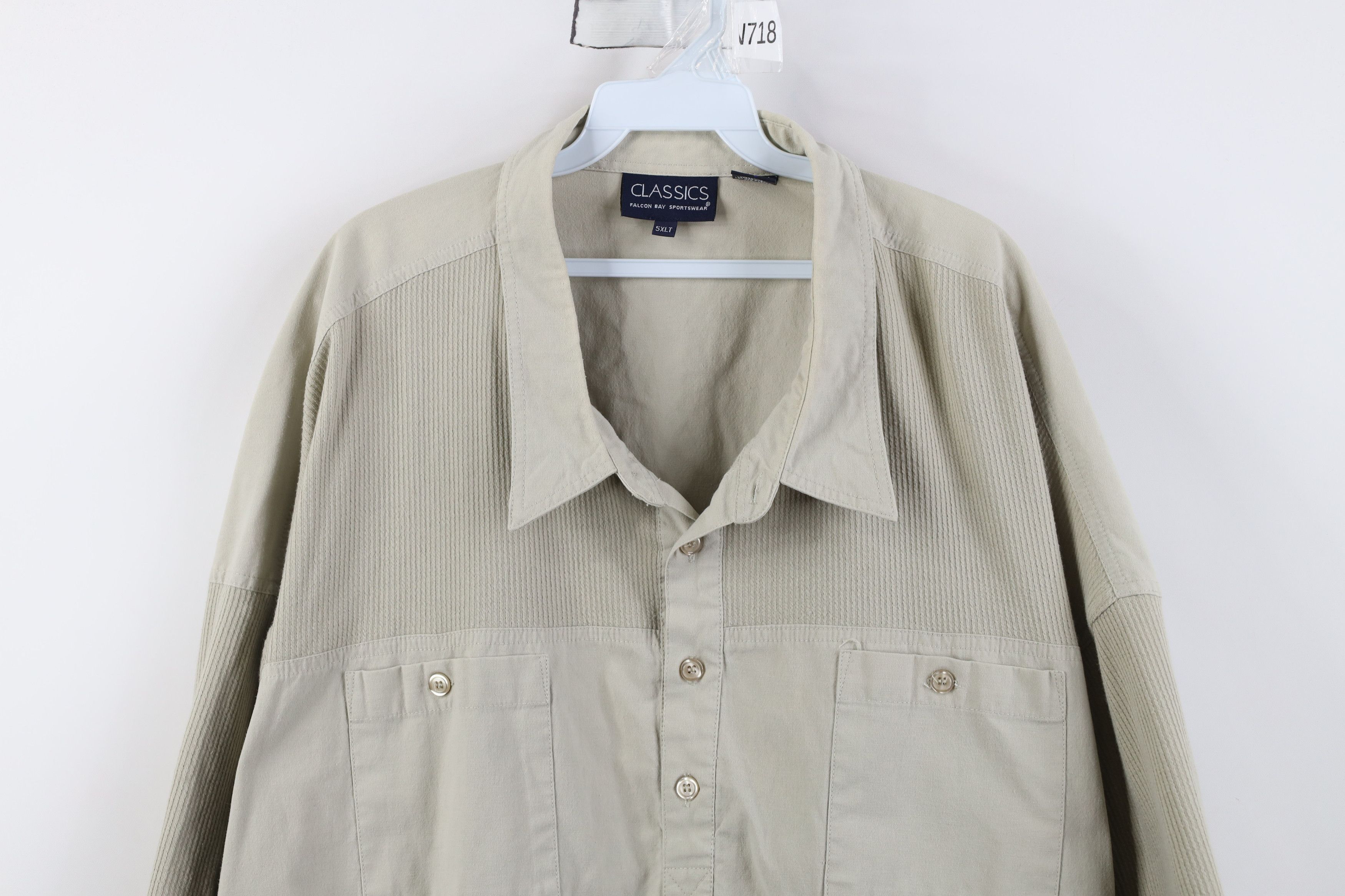 Vintage Vintage 90s Streetwear Ribbed Knit Pullover Polo Shirt Beige Size US XXL / EU 58 / 5 - 2 Thumbnail