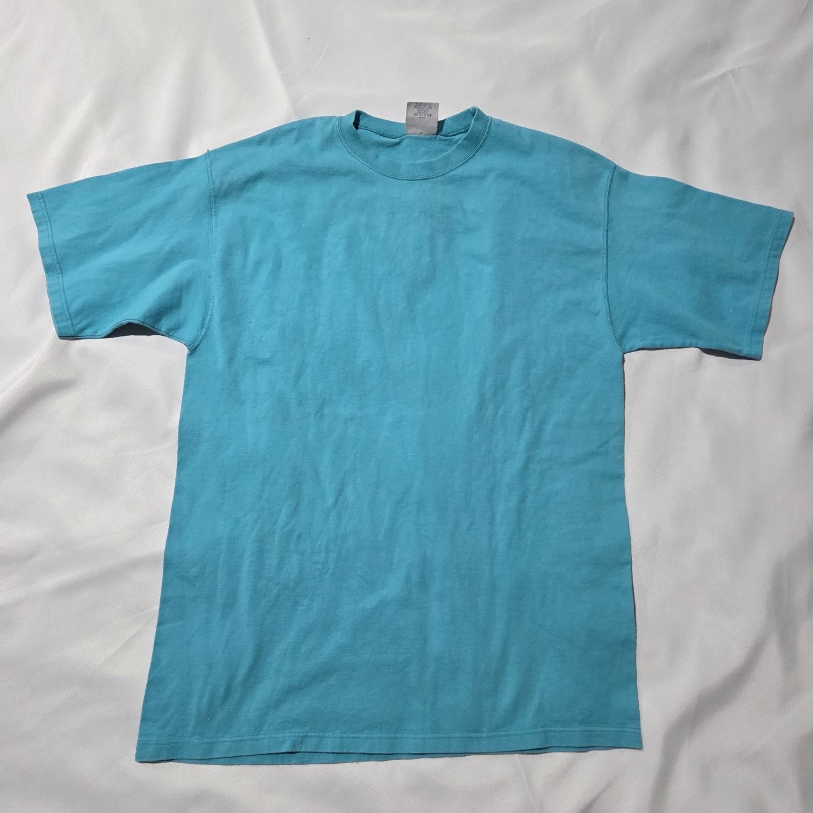 Vintage Vintage 90s Pluma Heavyweight Blank Tee - Made in USA - Teal Size US L / EU 52-54 / 3 - 1 Thumbnail