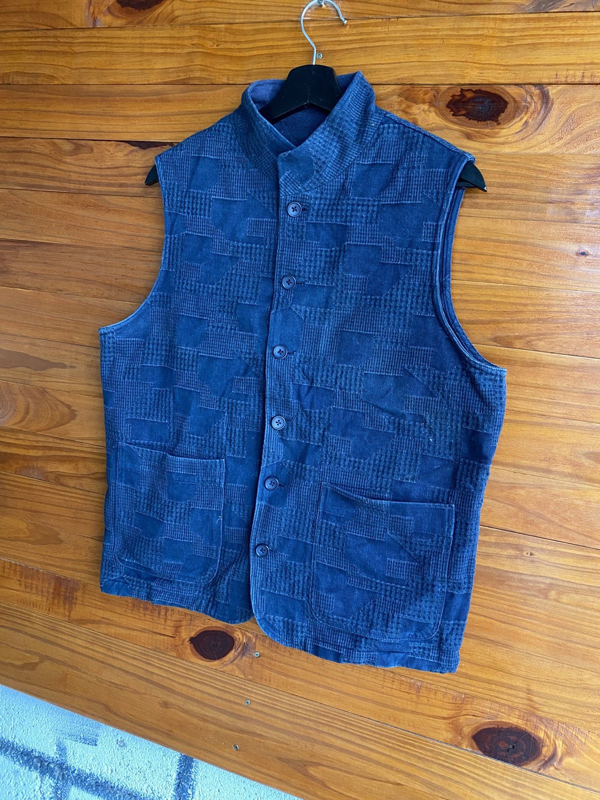Japanese Brand Vintage Eddy Indigo Patchwork Vest – Japanese Made Size US M / EU 48-50 / 2 - 4 Thumbnail