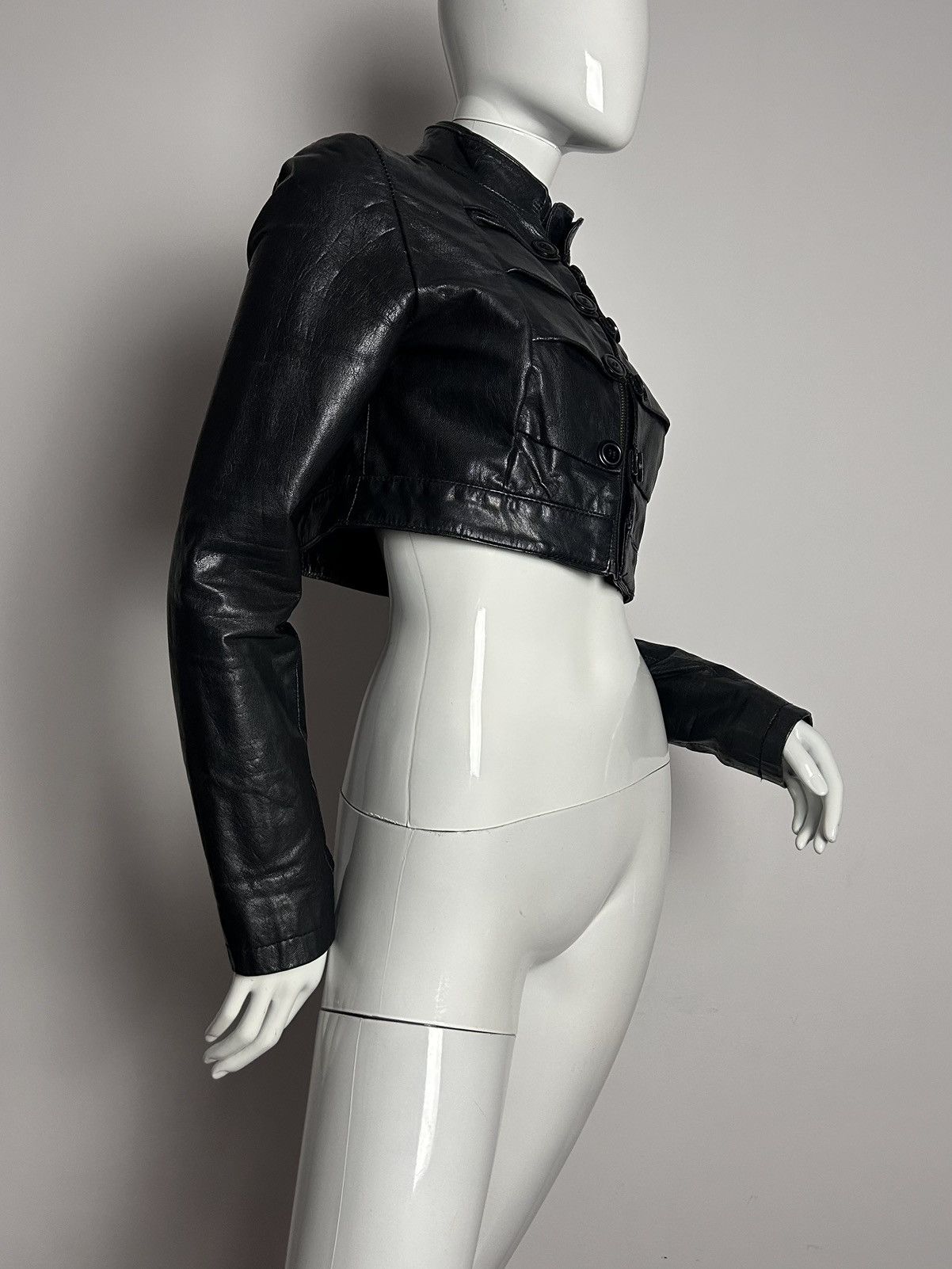Other Vintage leather cropped jacket with button details Size S / US 4 / IT 40 - 3 Thumbnail
