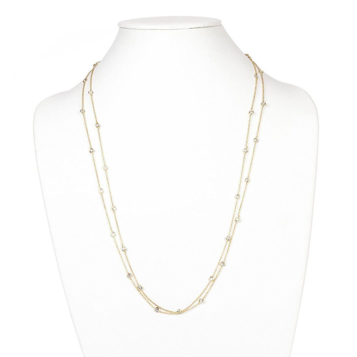 Designer Gold Plated Bezel Set Cubic Zirconia Necklace Size ONE SIZE - 1 Preview