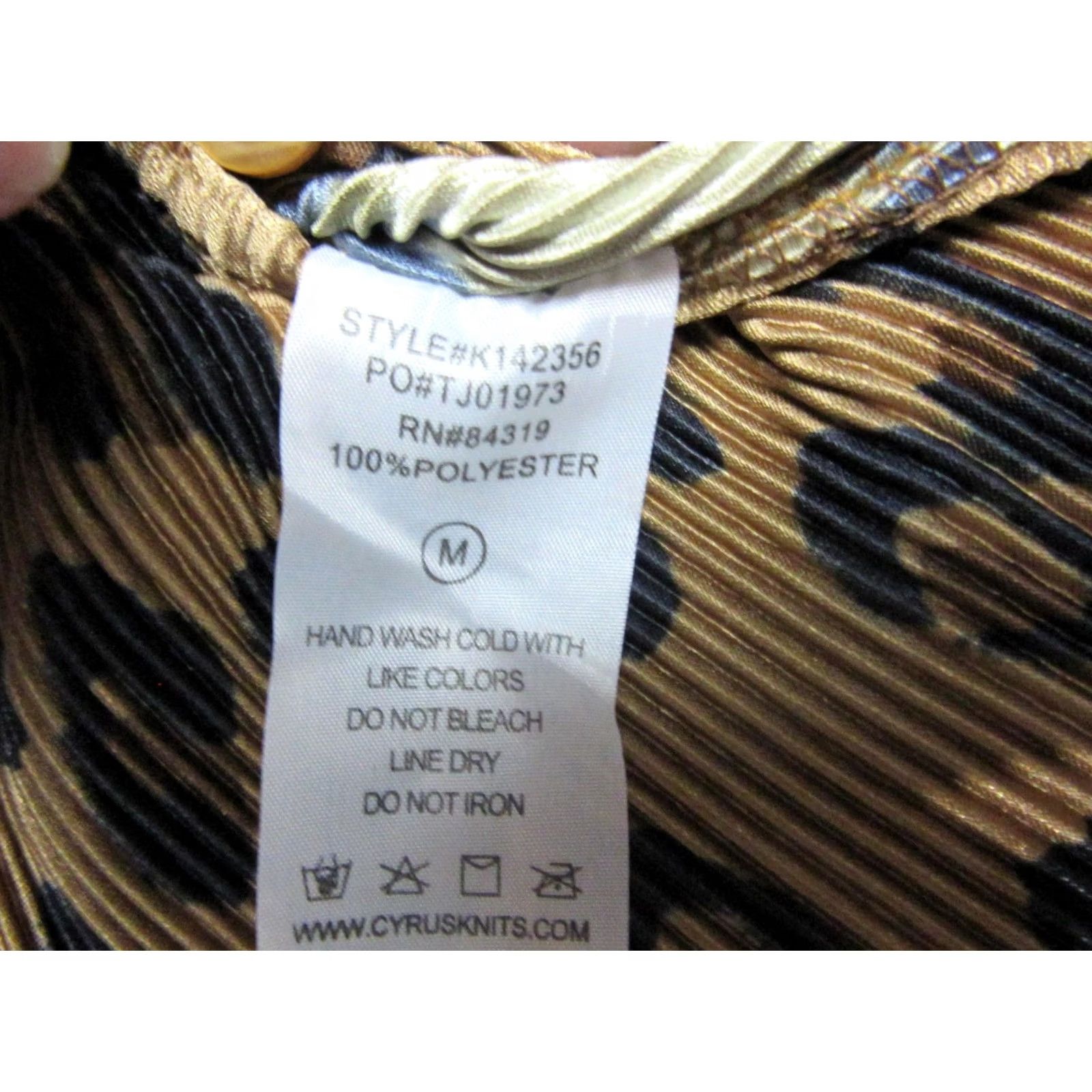 Vintage Cyrus Shirt Womens Medium Brown Leopard Animal Print Pleated Button Up Knit Top Size M / US 6-8 / IT 42-44 - 6 Thumbnail