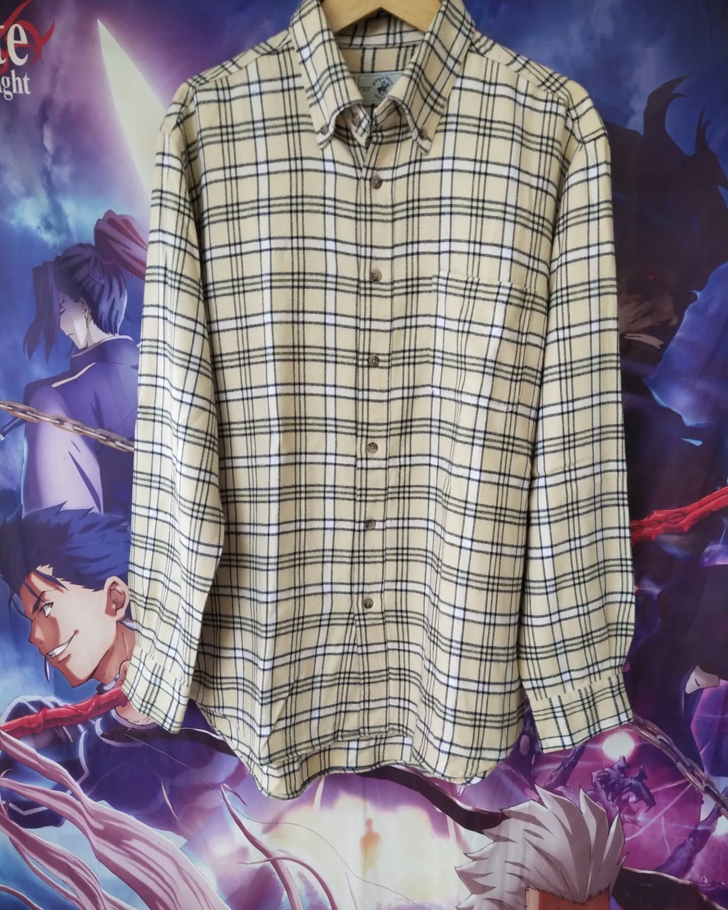 Beverly Hills Polo Club Beverly Hills Polo Club Cream Plaid Flanel Shirt Size US L / EU 52-54 / 3 - 1 Thumbnail