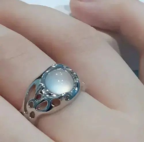 Electro Ring Crystal Stone Silver Abstract Star Pop Fantasy