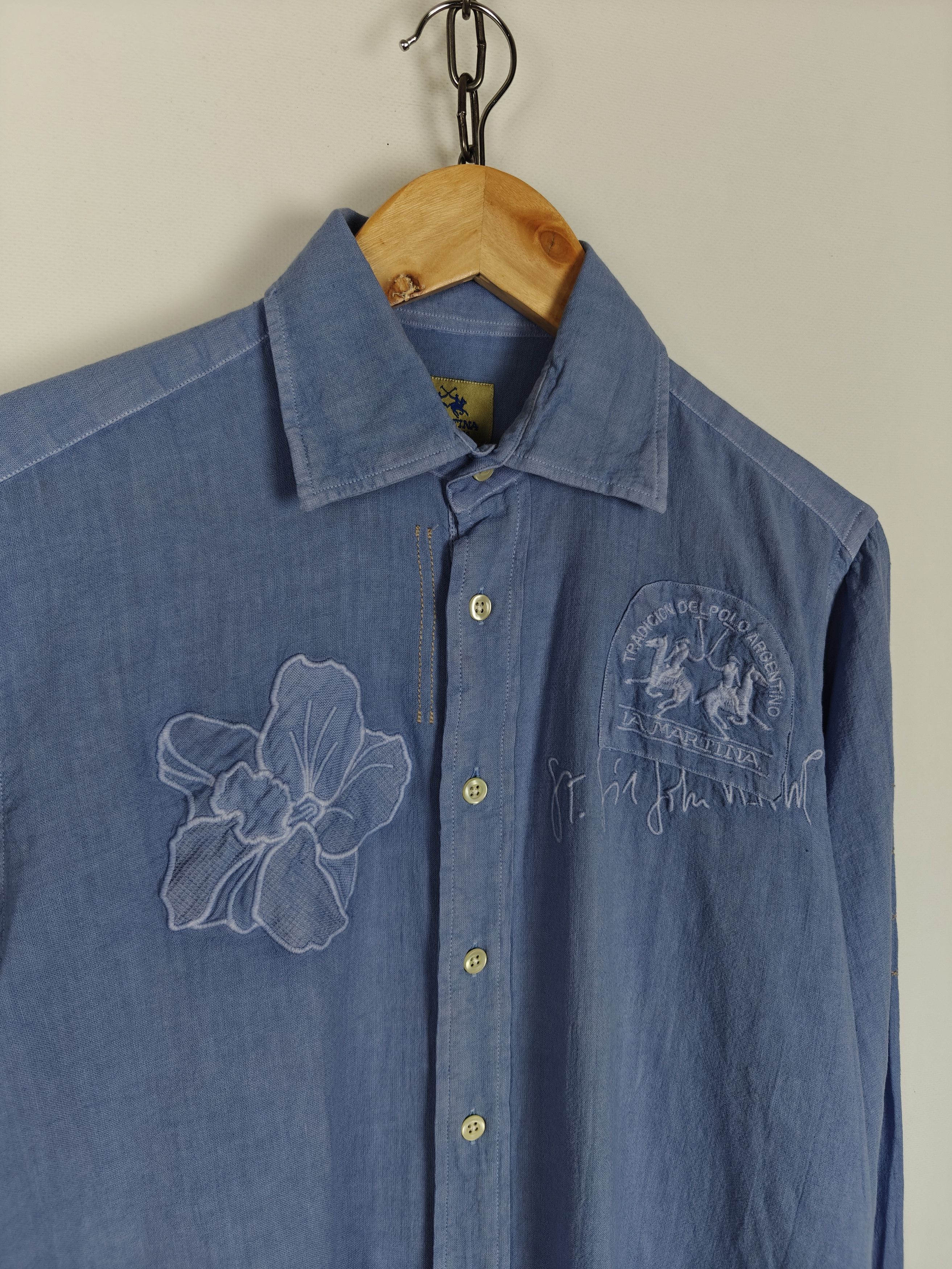 La Martina La Martina Linen Shirt Buenos Aires Collared Blue size L Size US L / EU 52-54 / 3 - 4 Thumbnail