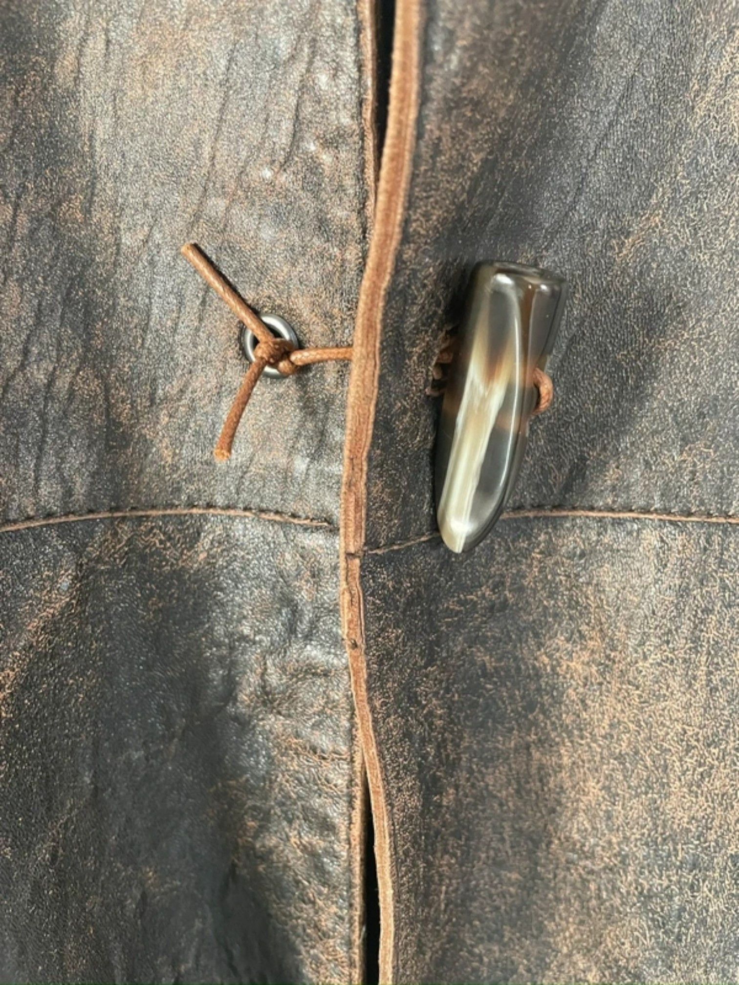 Just Cavalli Just Cavalli Distressed Leather Coat with Fur Collar Size US M / EU 48-50 / 2 - 9 Thumbnail
