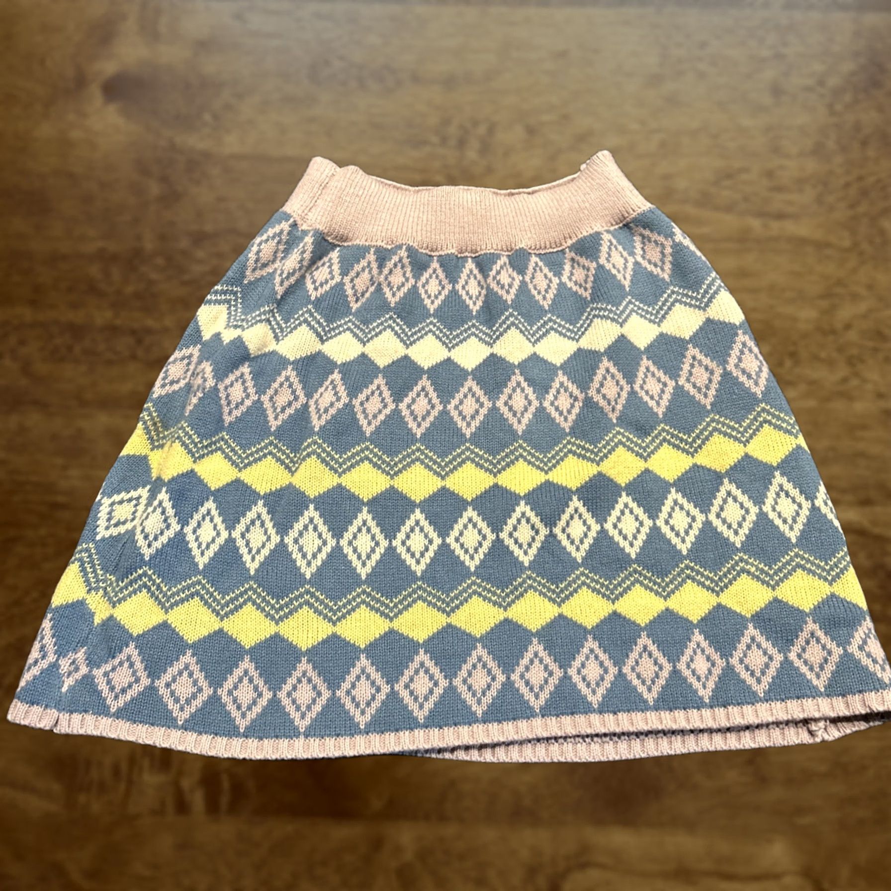 Vintage HYFVE Skirt Womens L Blue Yellow Mini Acrylic Stretch Tweed Elastic Waist 90s Preppy Casual Party/Cocktail Short Adult Womens Size 36" / US 14 / IT 50 - 1 Thumbnail