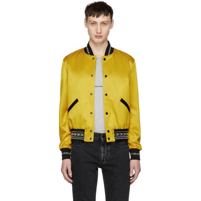 Saint Laurent Paris Saint Laurent Yellow Ikat Teddy Bomber Jacket Size US M / EU 48-50 / 2 - 4 Thumbnail