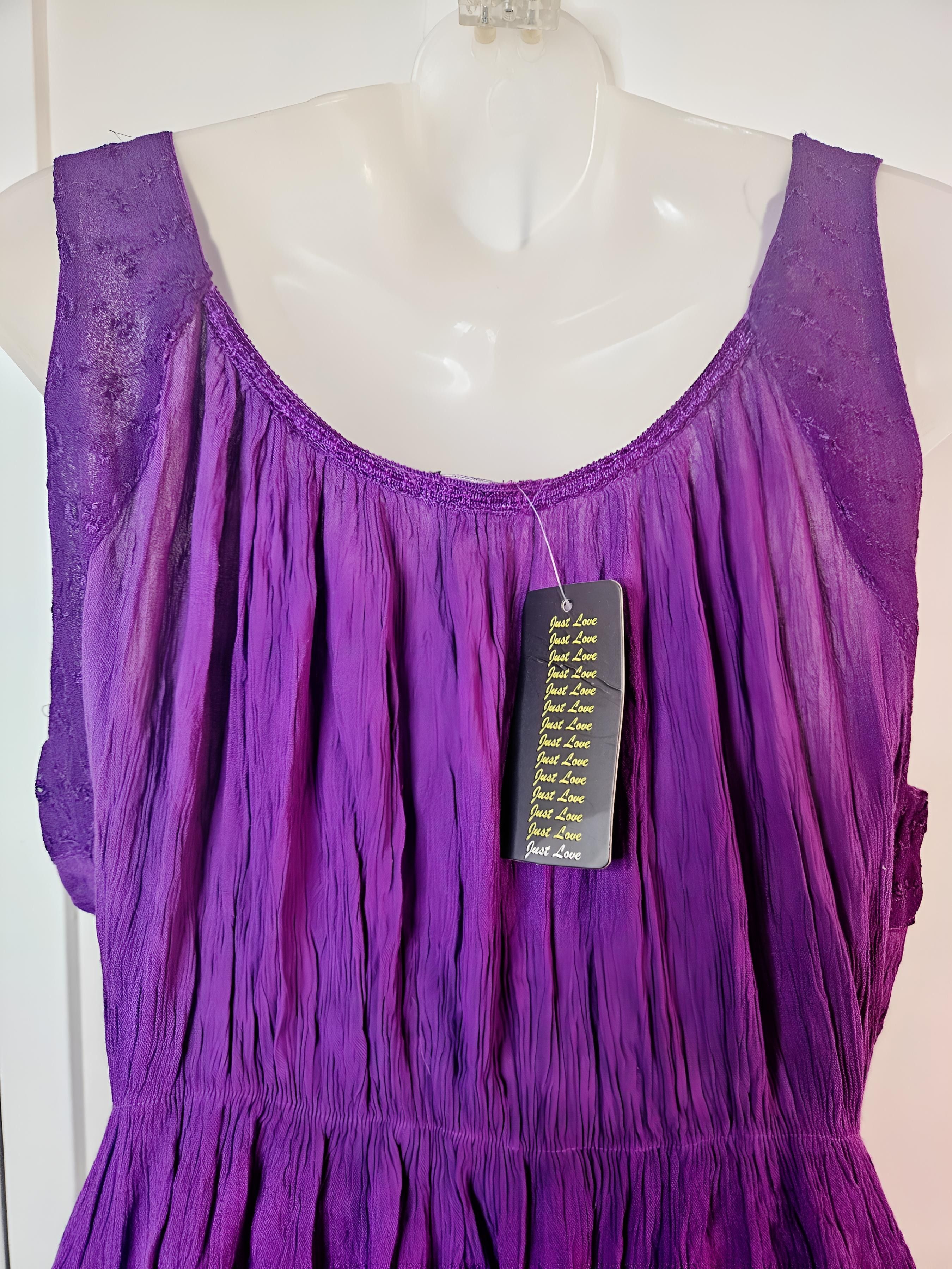 Other VINTAGE 1980S HAND-PAINTED PURPLE MINI BOHO DRESS Size M / US 6-8 / IT 42-44 - 8 Thumbnail