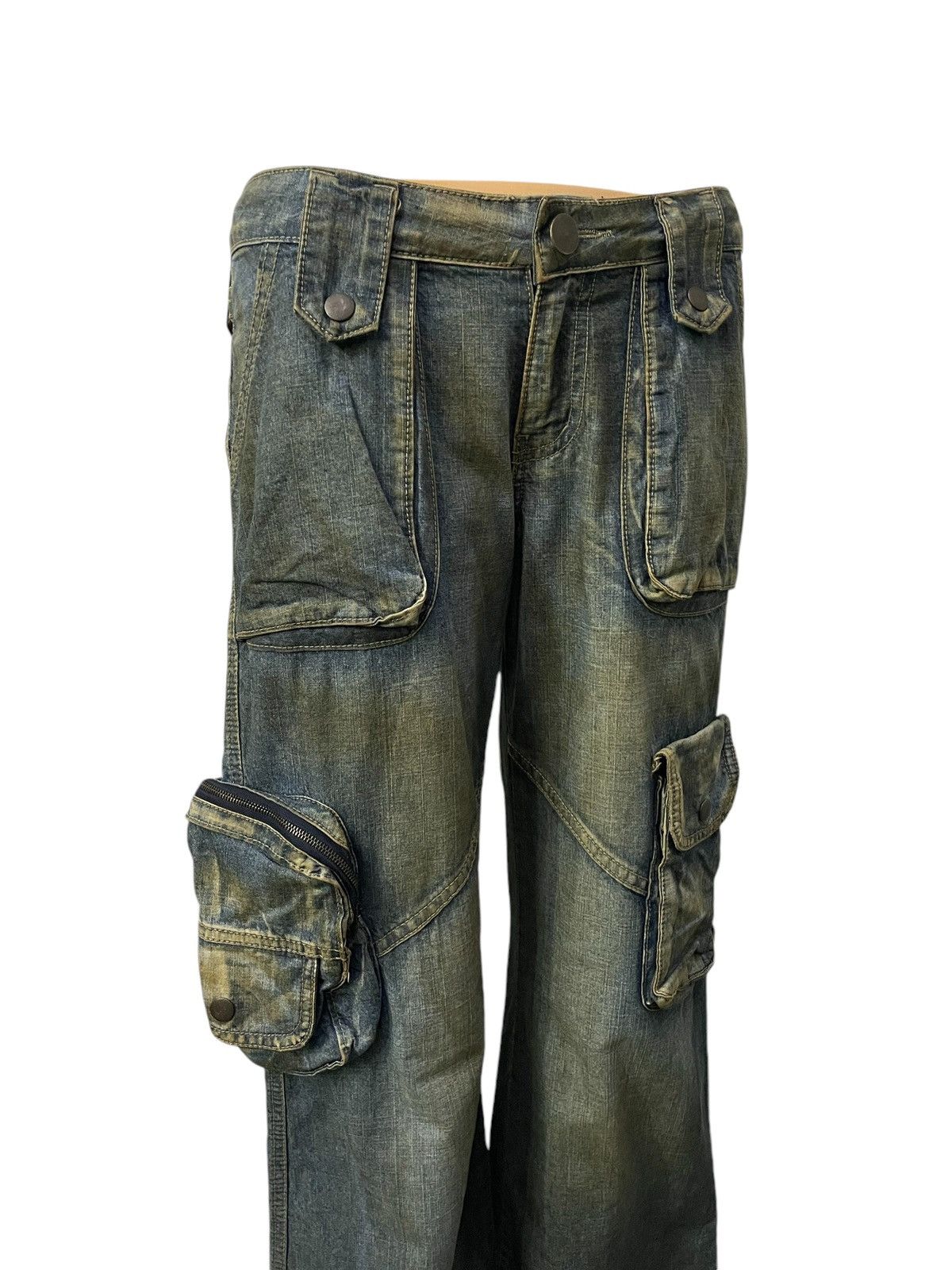 Hysteric Glamour × Japanese Brand × Le Grande Bleu (L.G.B.) Super Flared Authentic & Couture Mud Wash Multi Pocket Jeans Size US 30 / EU 46 - 3 Thumbnail