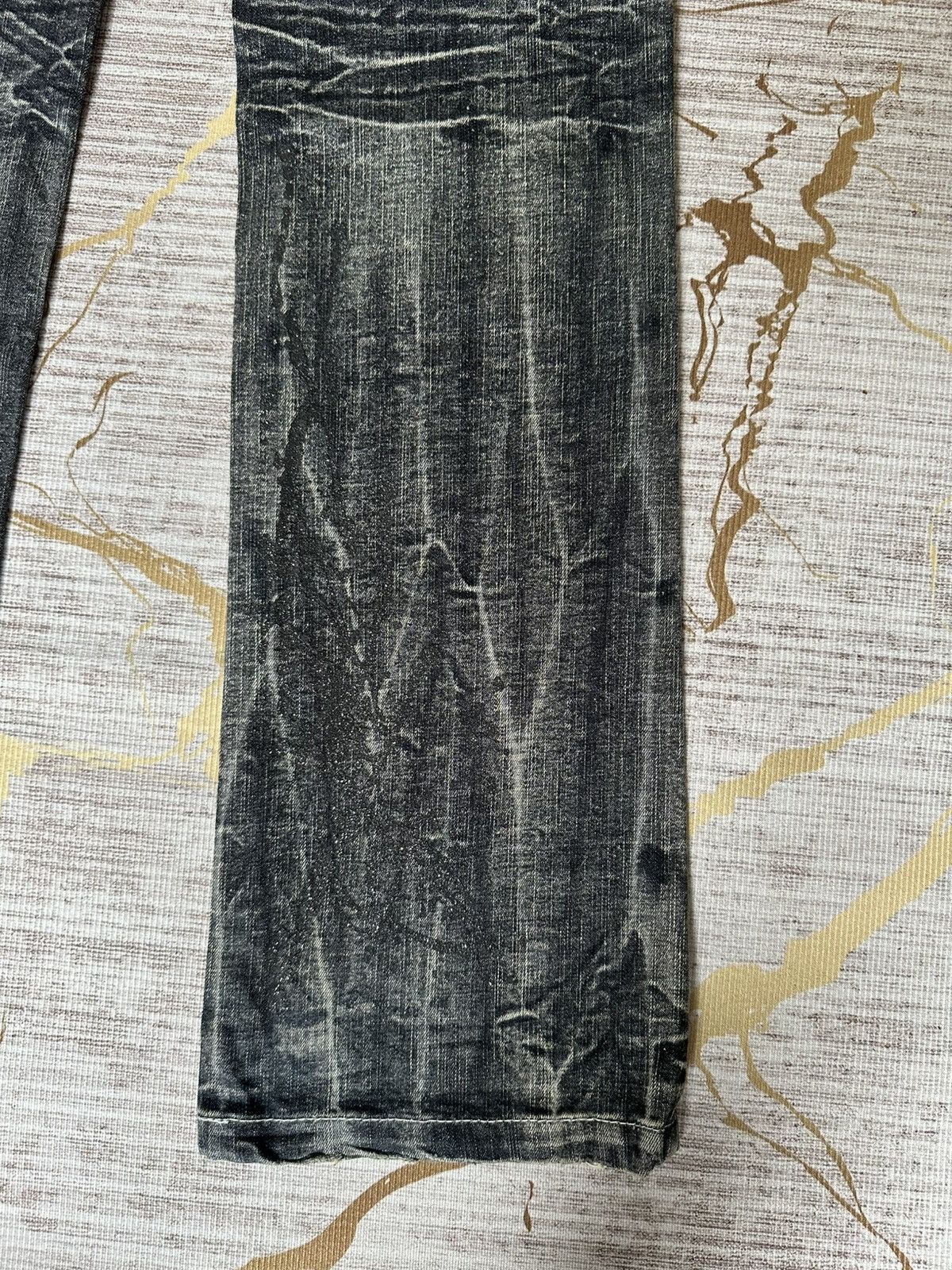 Tornado Mart FLARE Black Barcara Distressed Claw Marks Design Denim Size US 32 / EU 48 - 15 Thumbnail