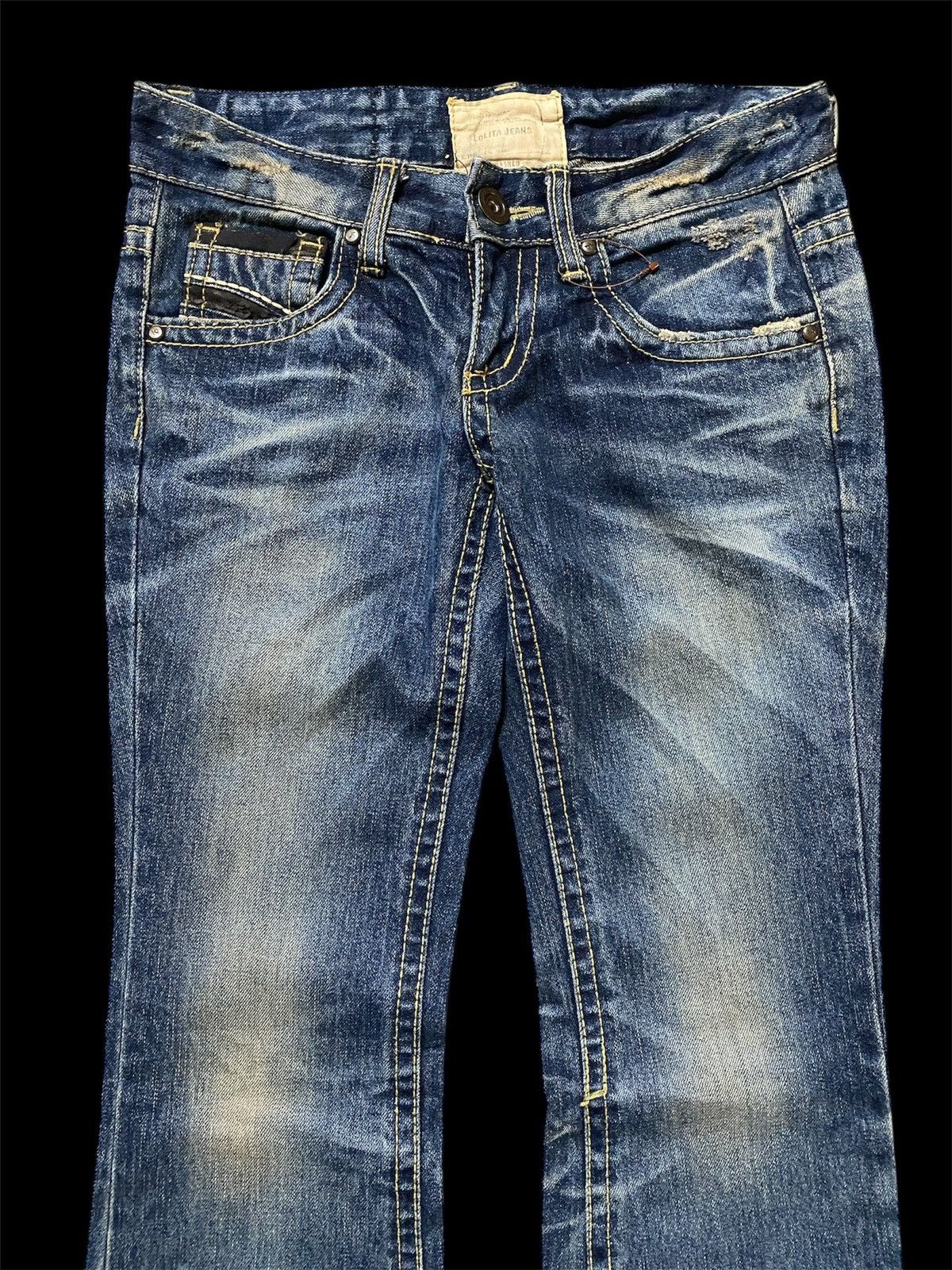 Japanese Brand Flare Jeans Japan Lolita Washed Distressed Jeans Size US 28 / EU 44 - 8 Thumbnail