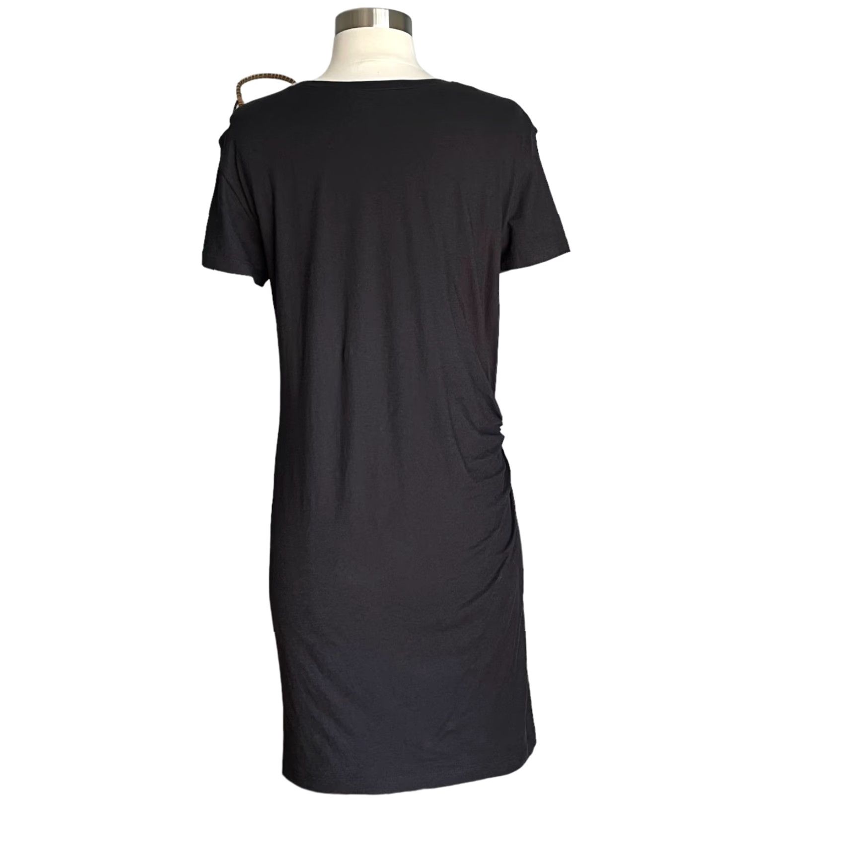 Vince Vince Side-Tie Cotton Dress Short Sleeve Black T-Shirt Dress Mini XS Women Casual Style Size XS / US 0-2 / IT 36-38 - 4 Thumbnail