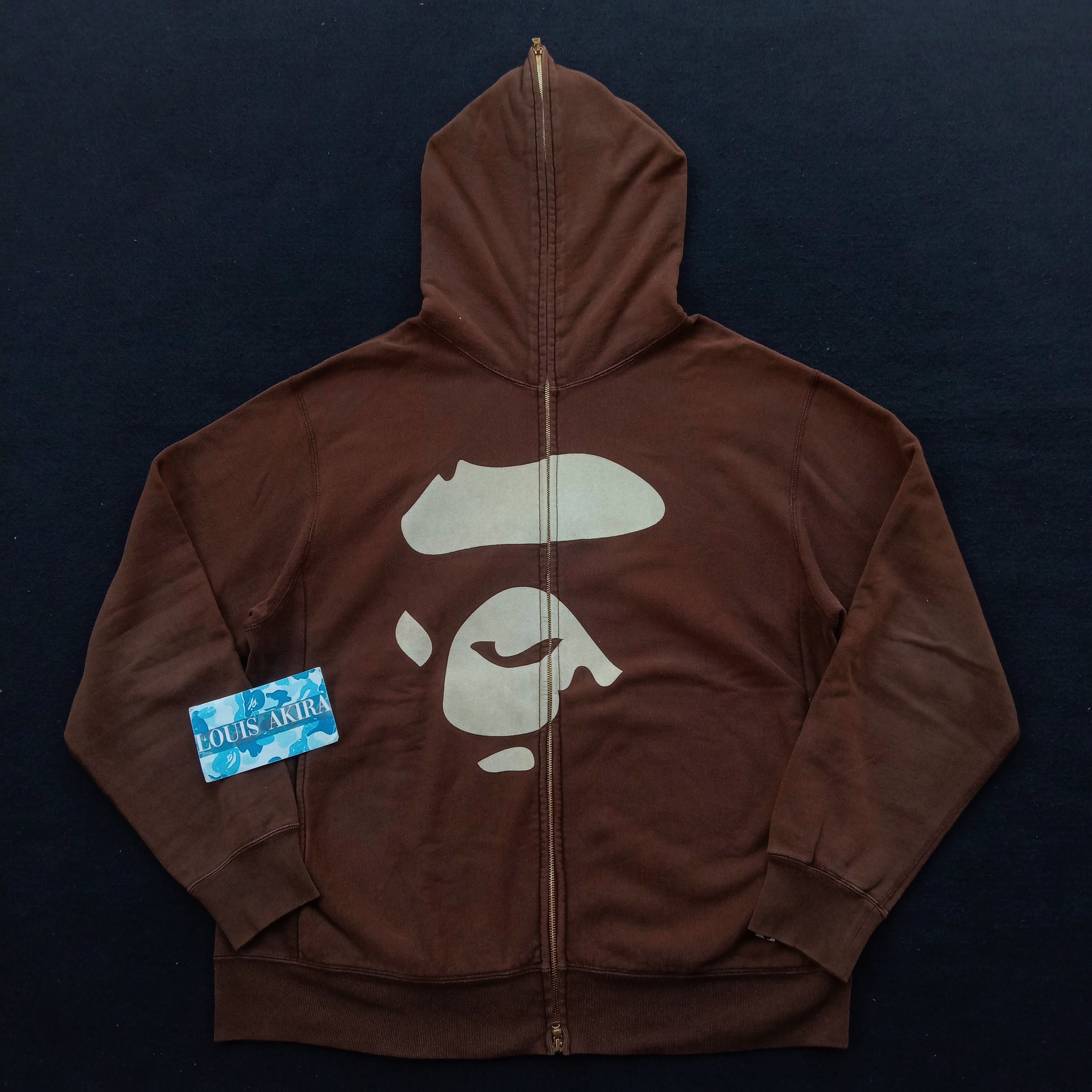 Pre-owned Bape Ape Face Full Zip Hoodie (2007) In Brown