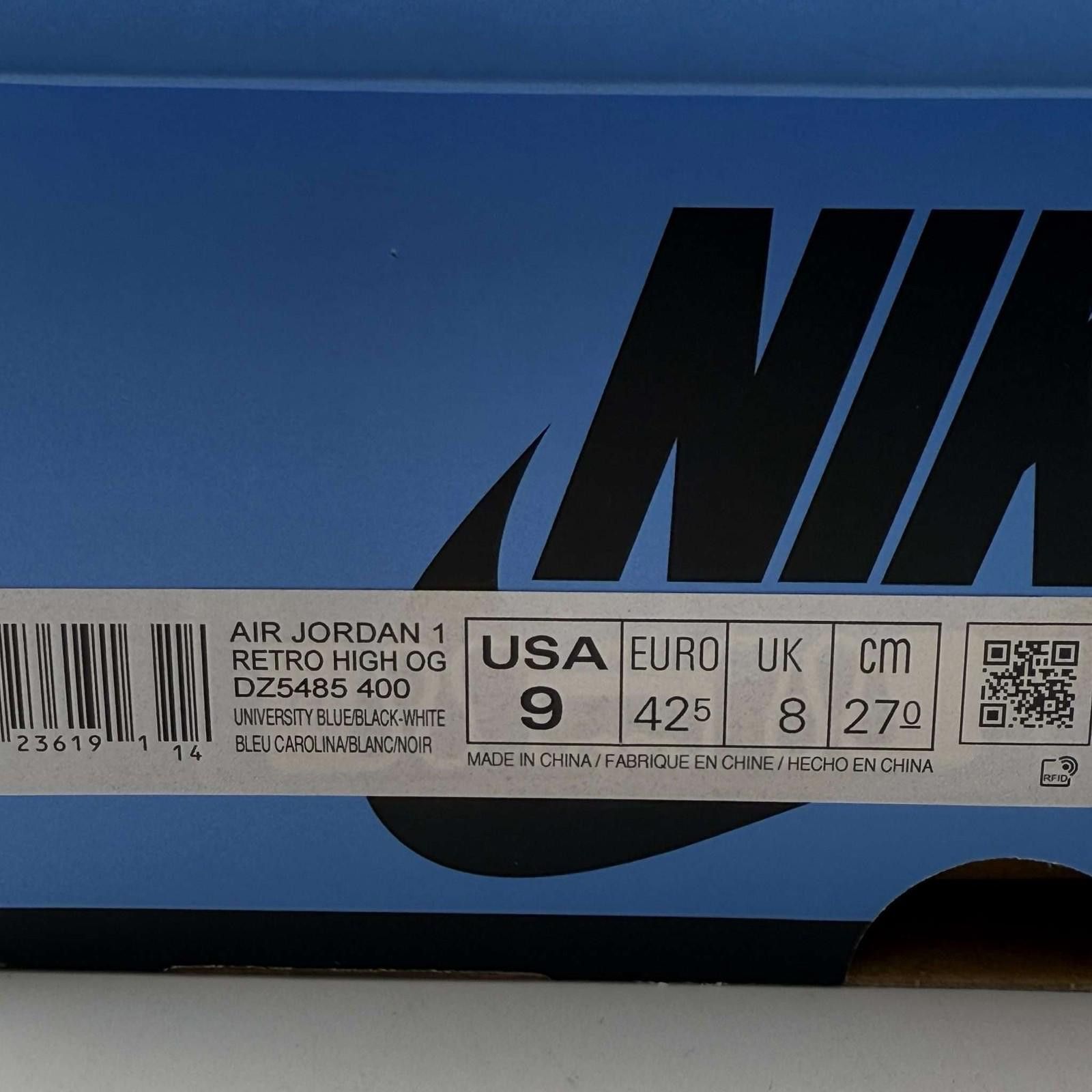 Jordan Brand Jordan 1 UNC Toe Sneakers US 9 New with Box DZ5485 400 Size US 9 / EU 42 - 9 Thumbnail